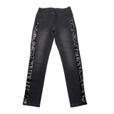 BOBOLI jeans tinta unita con elastico in vita e paillettes Nero per Bambina 490317 NERO BOBOLI