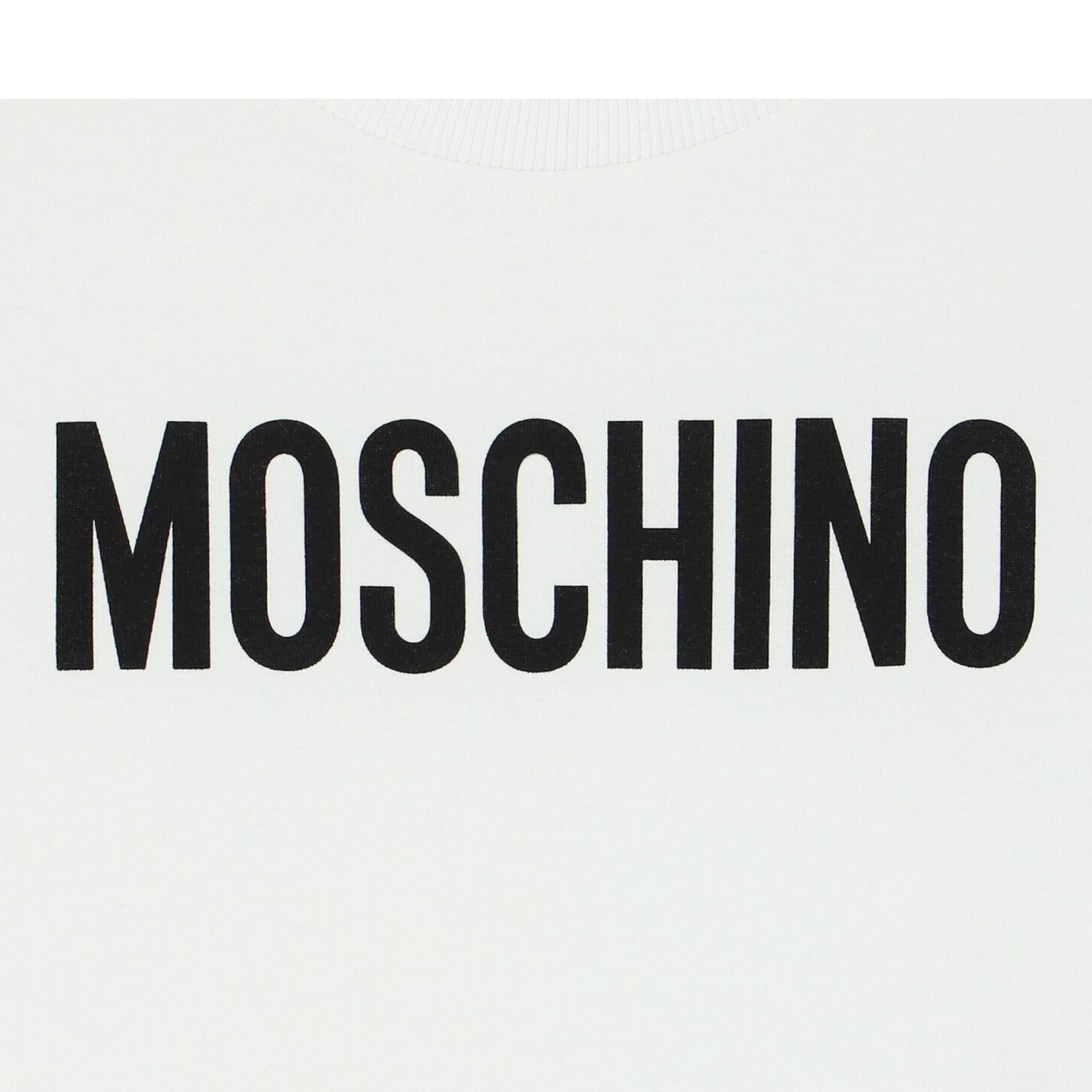 MOSCHINO t-shirt girocollo tinta unita con stampa Bianco per Bambino HUM052 BIANCO MOSCHINO