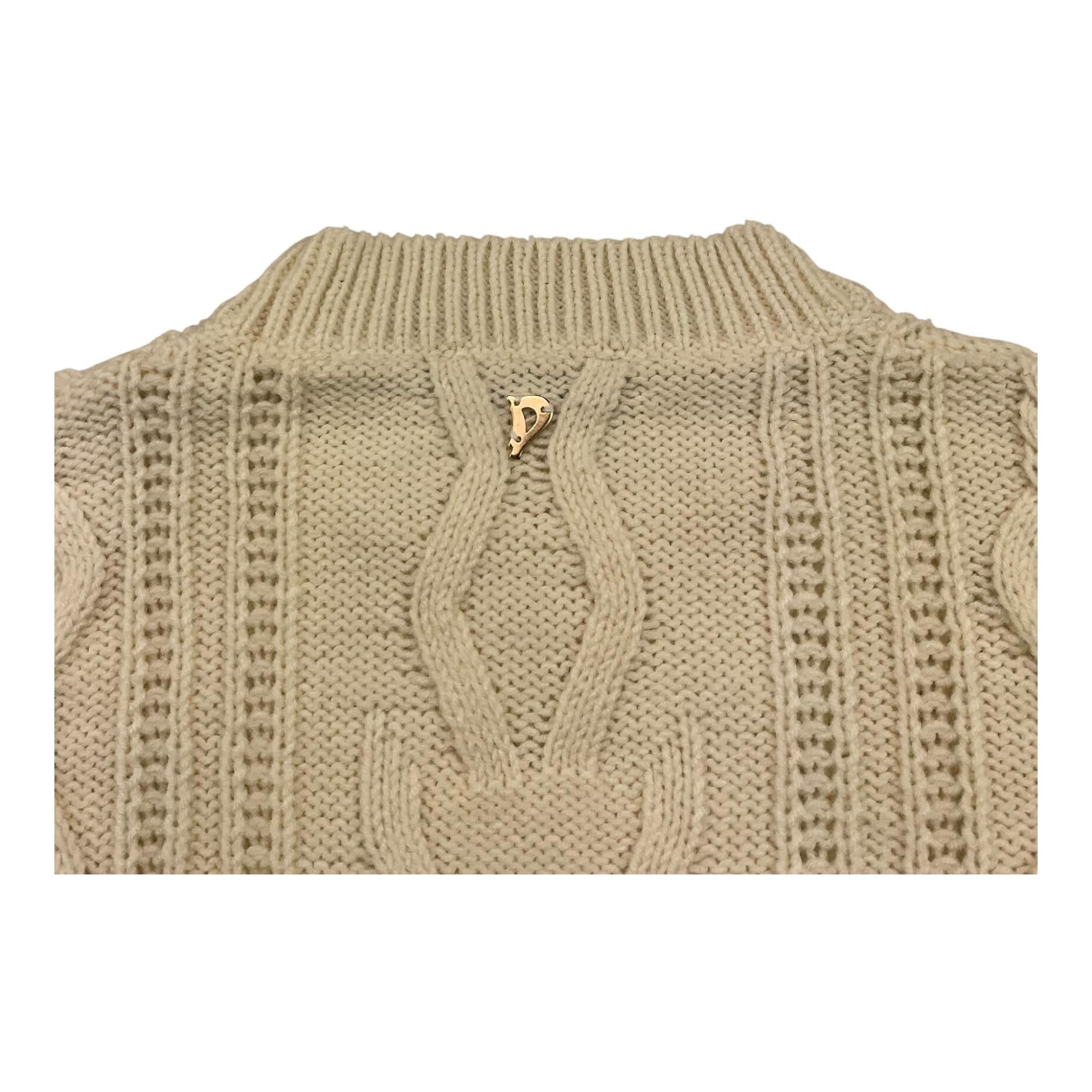 DONDUP maglia girocollo tinta unita con stampa Panna per Bambina DFMA019JX PANNA DONDUP