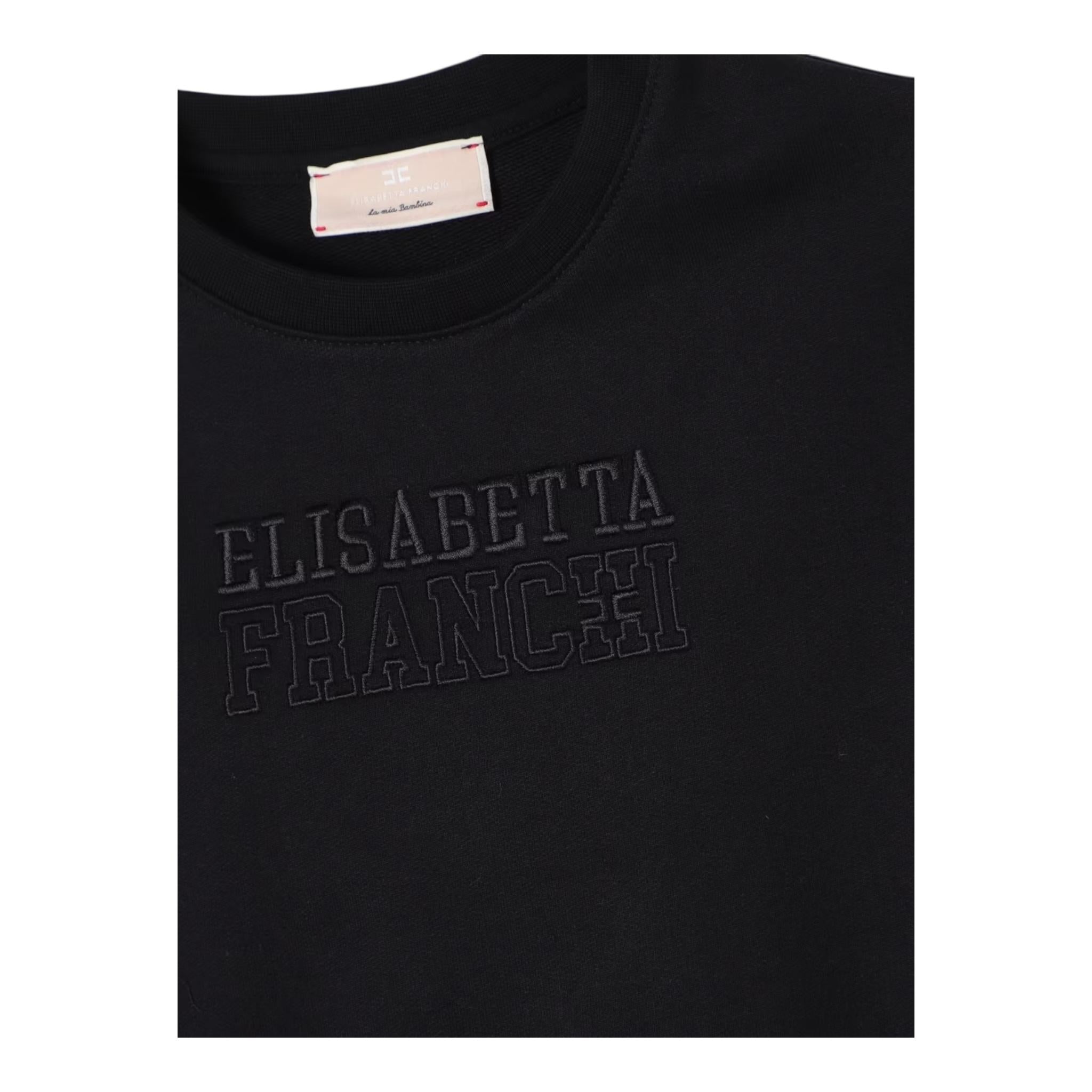 ELISABETTA FRANCHI felpa chiusa girocollo tinta unita con logo Nero per Bambina EFFE138X NERO ELISABETTA FRANCHI