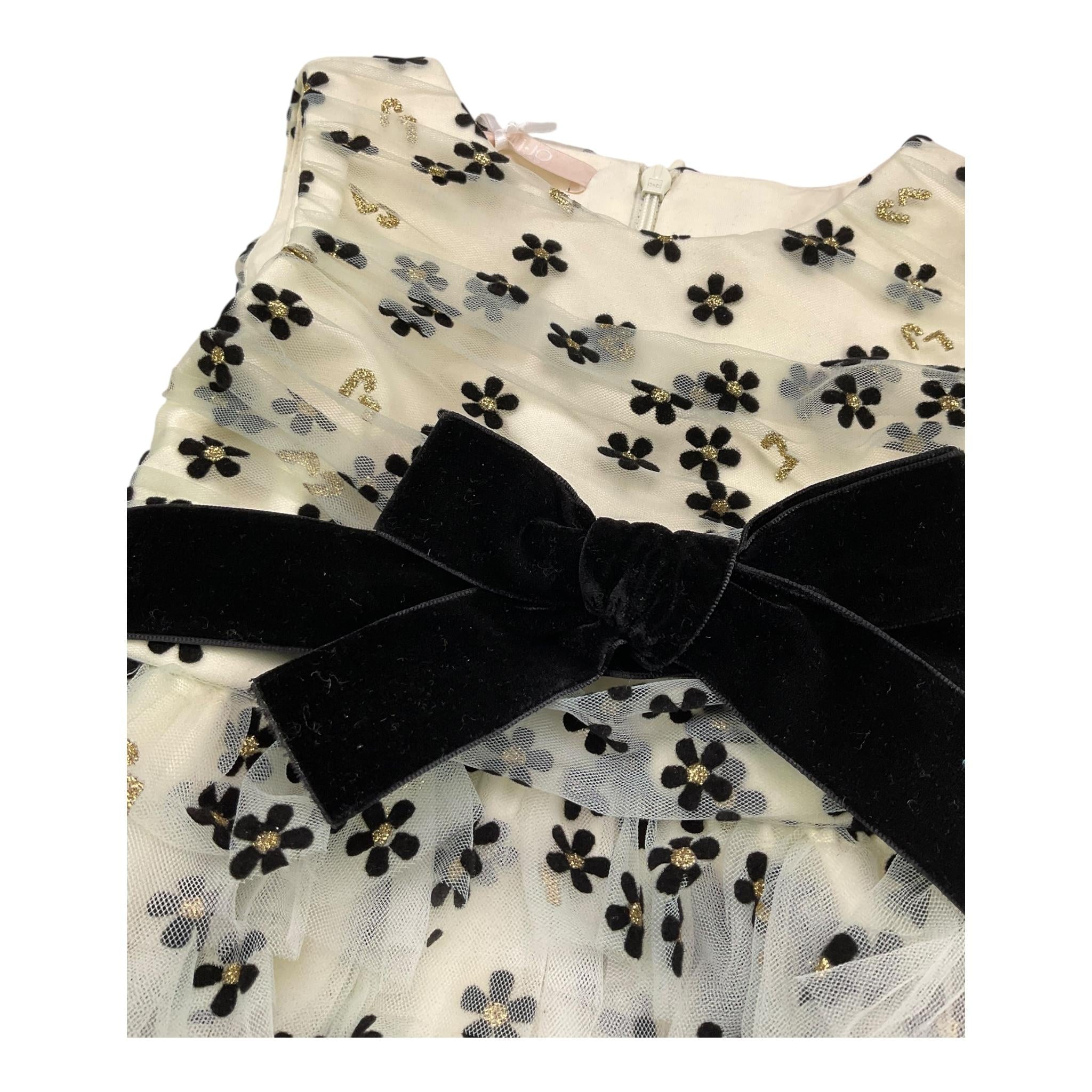 LIU JO abito giromanica tinta unita con tulle e fori Panna per Bambina KF4103JXX PANNA LIU JO