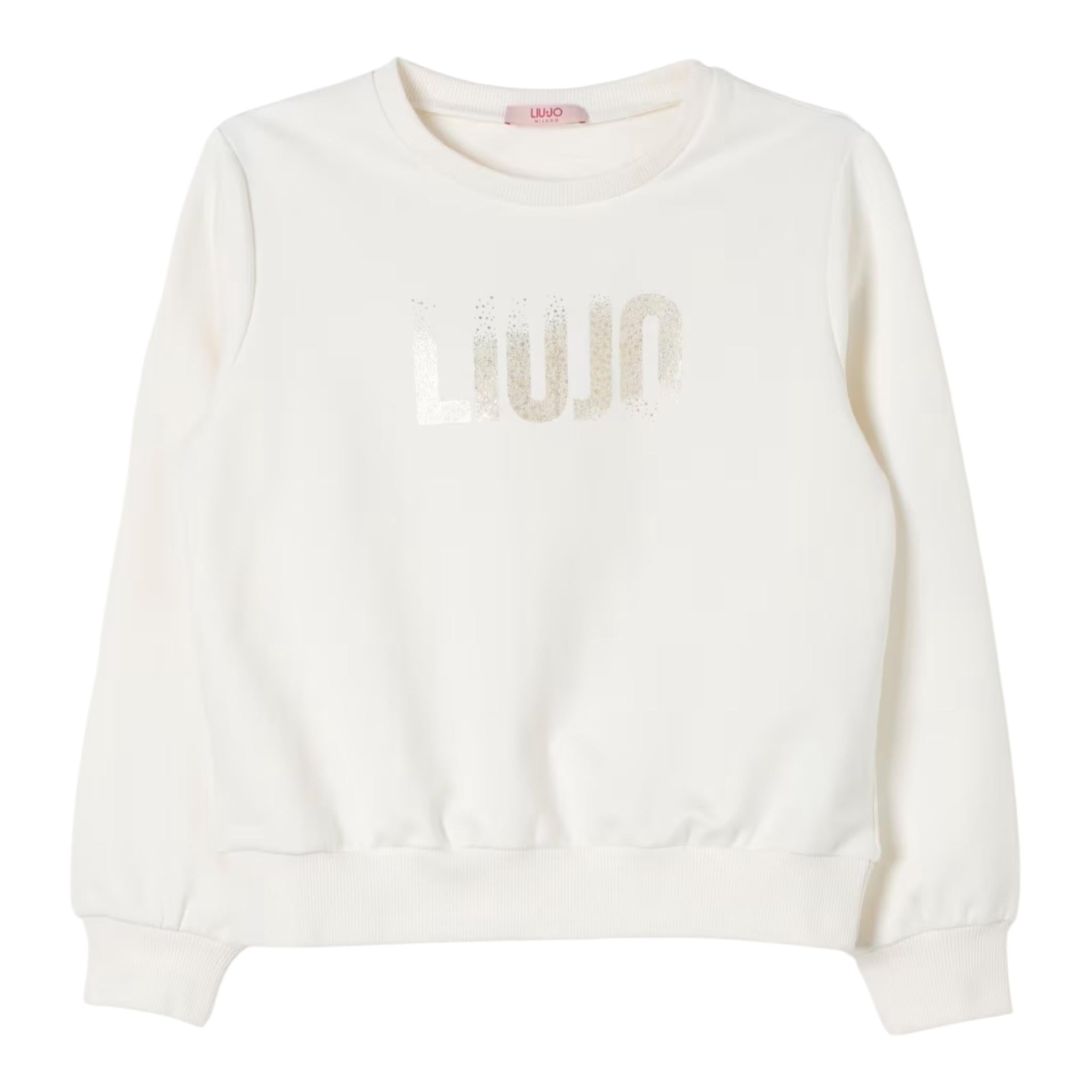 LIU JO felpa girocollo tinta unita con stampa Panna per Bambina GF4025X PANNA LIU JO