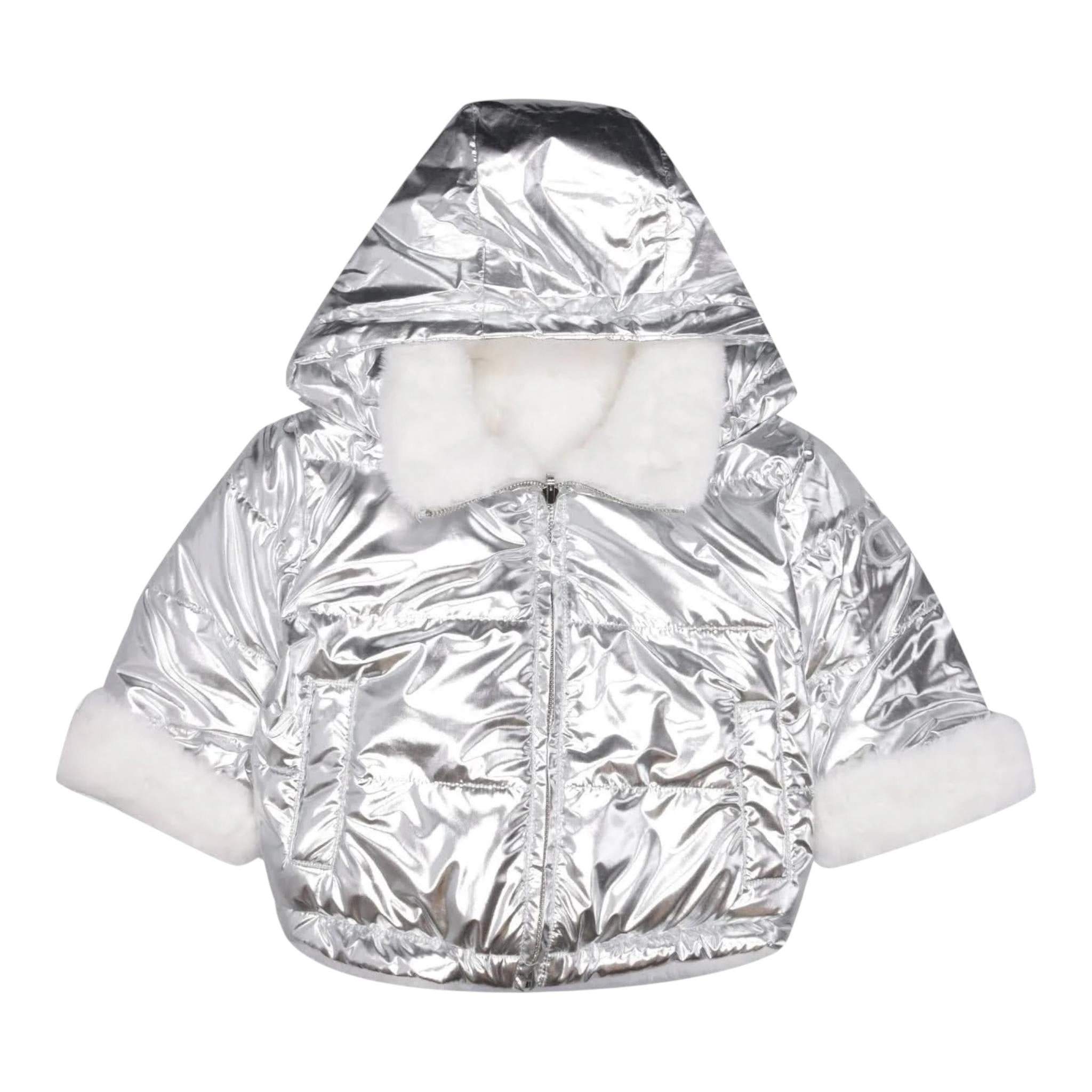 TWINSET giubbino reversbile con cappuccio bicolore Bianco/argento per Bambina 242GJ2210 BIANCO/ARGENTO TWINSET