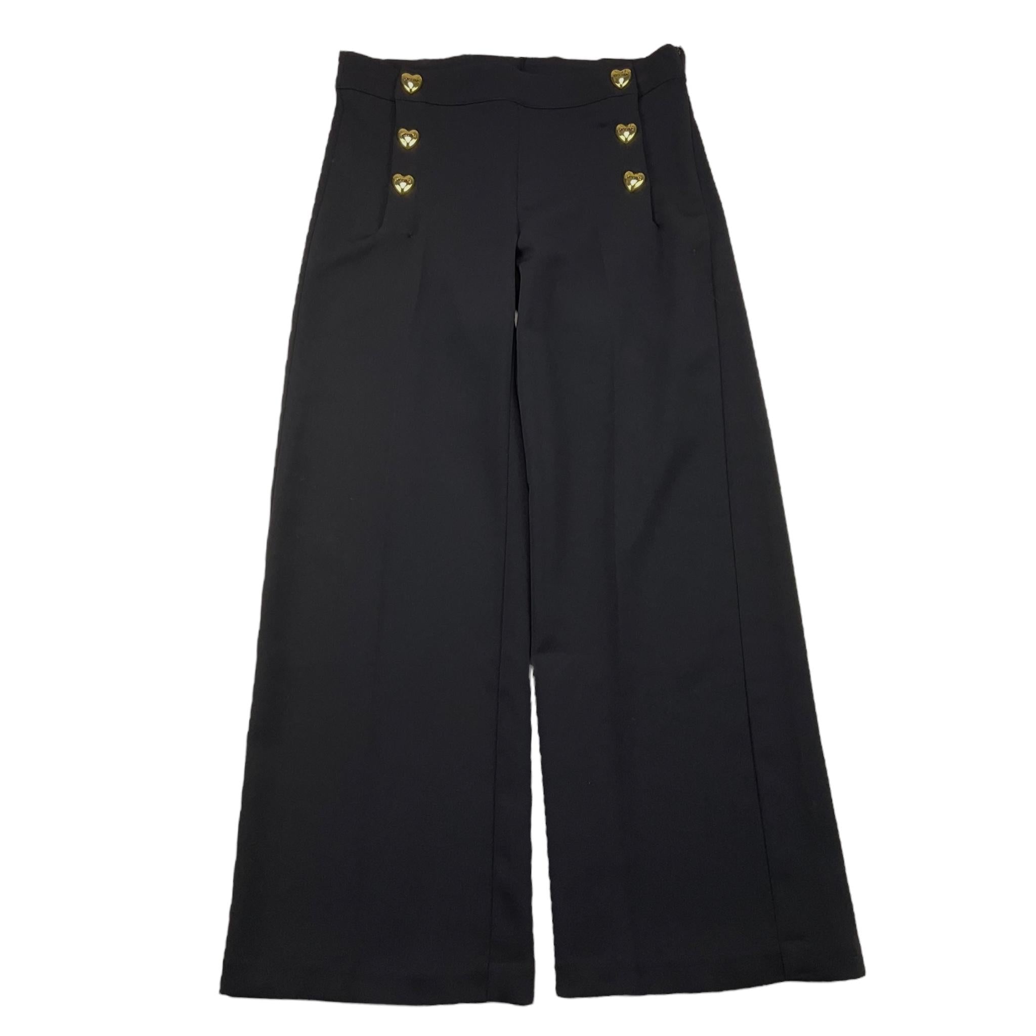 MOSCHINO pantalone tinta unita modello palazzo con bottoni in contrasto Nero per Bambina HDP05Y NERO MOSCHINO