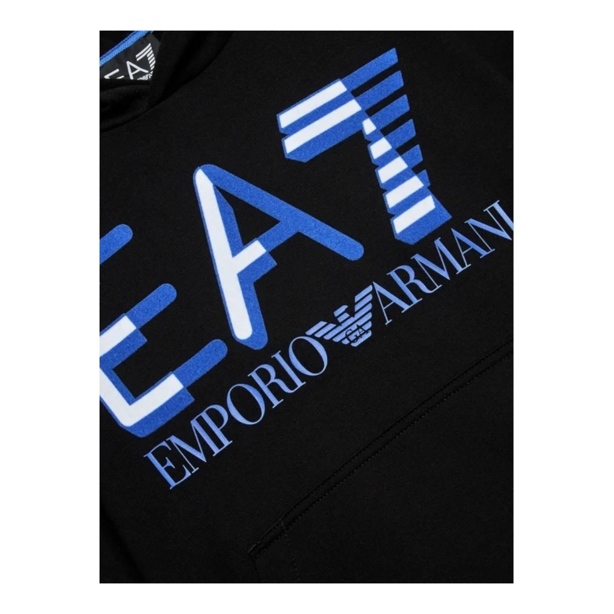 EMPORIO ARMANI felpa tinta unita con cappuccio e stampa Nero per Bambino 6RBM64 NERO EMPORIO ARMANI