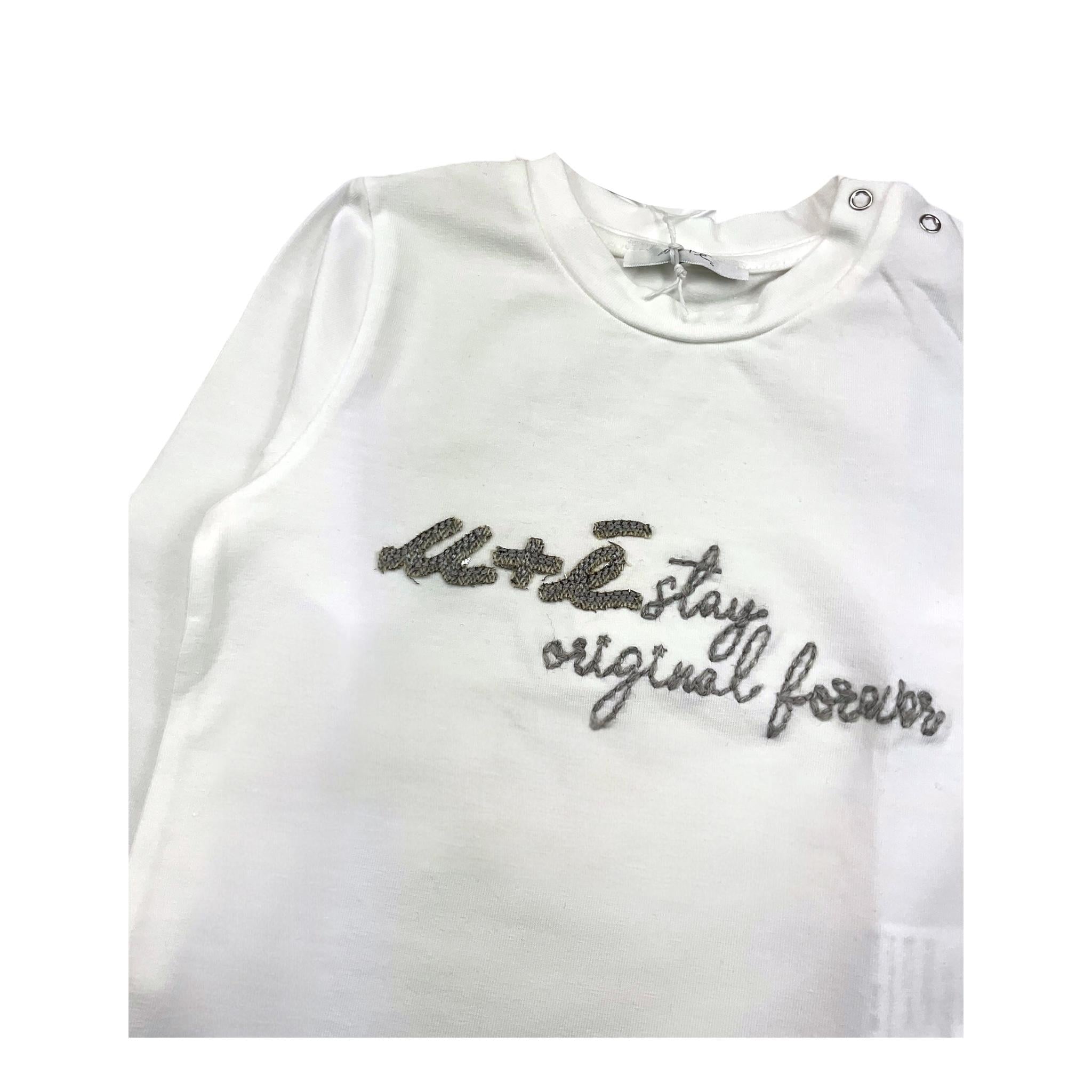 M+E' shirt igrocollo tinta unita con ricamo Panna per Neonato UEM0463 PANNA M+E'