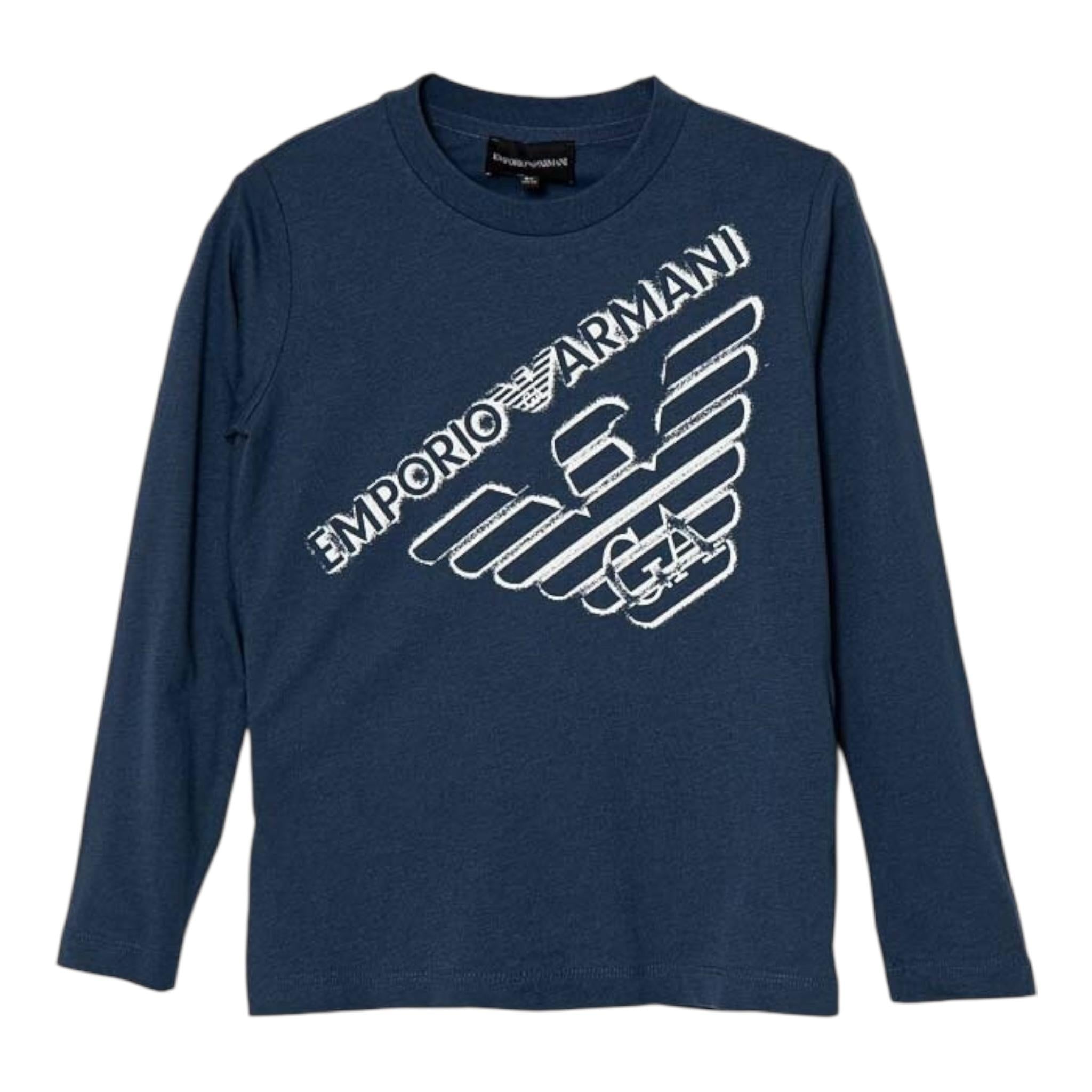 EMPORIO ARMANI shirt girocollo tinta unita con stampa Blu per Bambino 6D4DJ4 BLU EMPORIO ARMANI