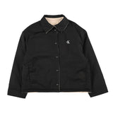 CALVIN KLEIN giubbino tinta unita con colletto e bottoni e logo reversibile Nero/beige per Bambino I0IU00541 NERO/BEIGE CALVIN KLEIN