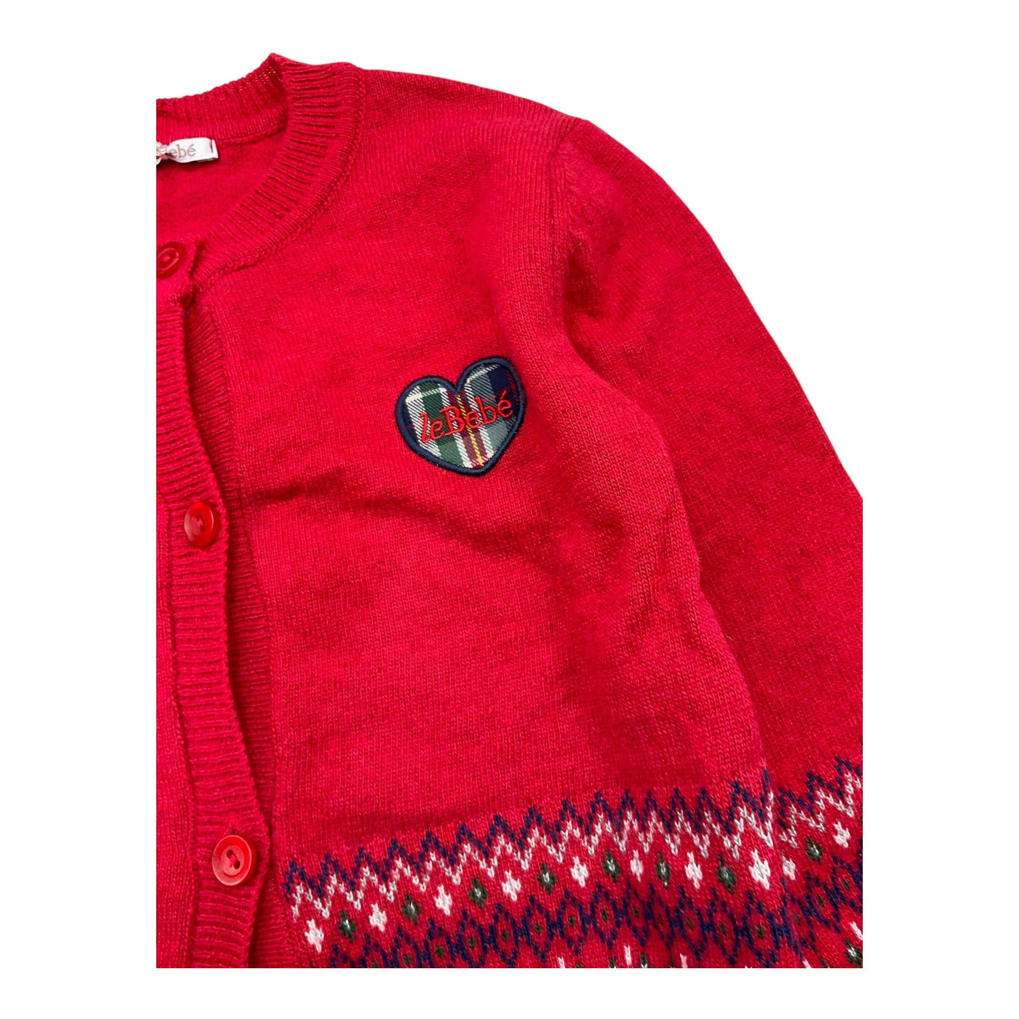 LE BEBE' cardigan tinta unita con stampa Rosso per Neonato LBG4991 ROSSO LE BEBE'