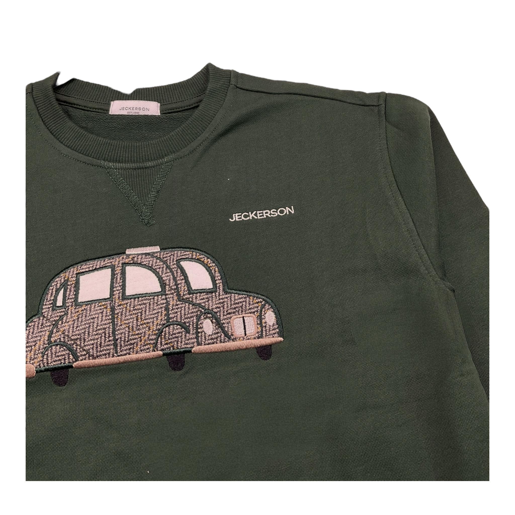 JECKERSON felpa chiusa girocollo tinta unita cn stampa macchina Verde per Bambino JB4286 VERDE JECKERSON