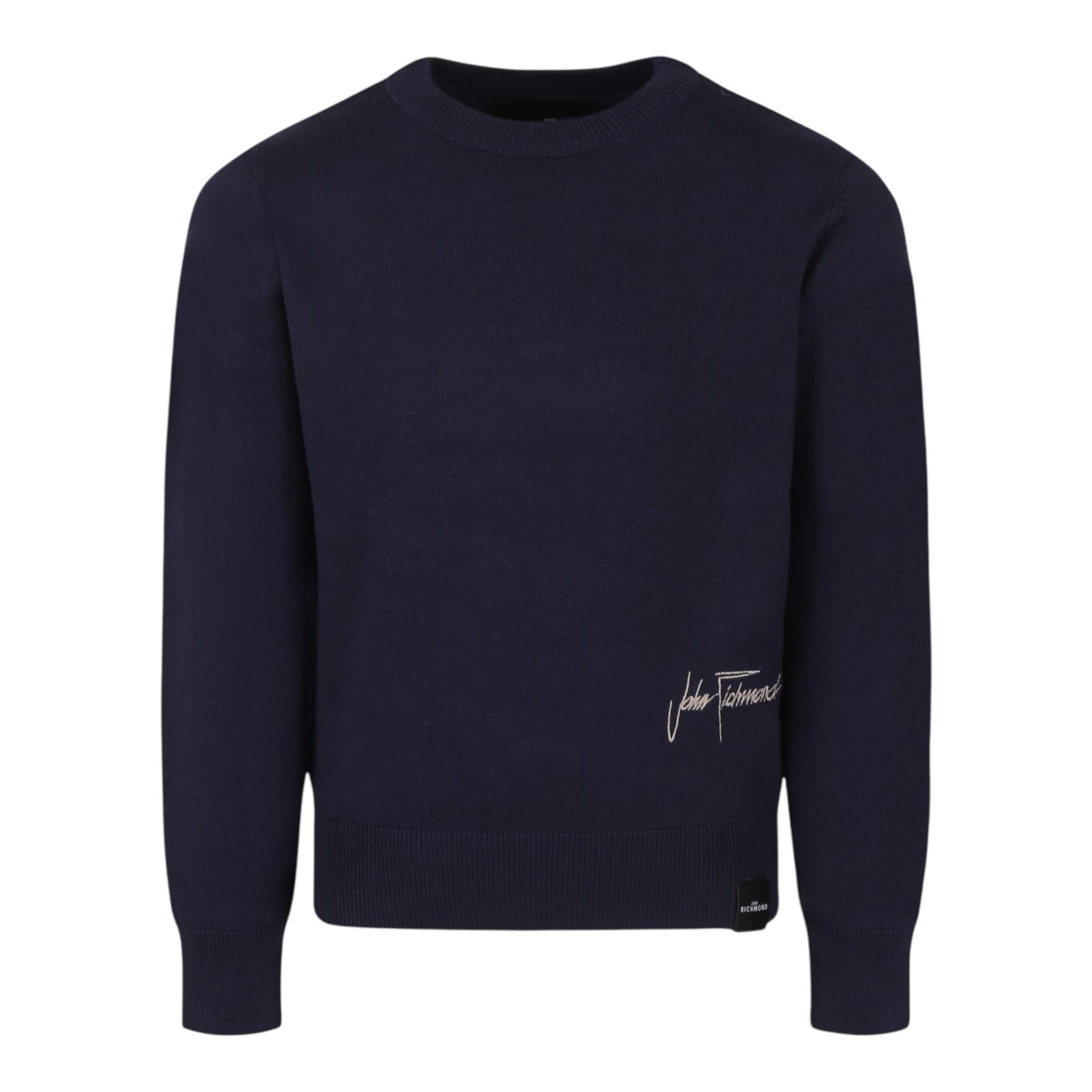 JOHN RICHMOND maglia girocollo tinta unita con stampa logo Blu per Bambino RBA24066MAXX BLU JOHN RICHMOND