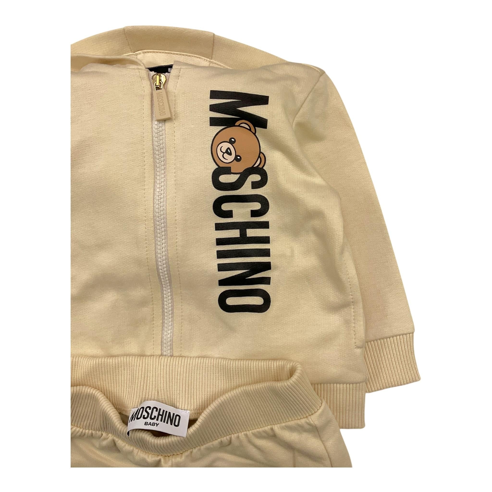 MOSCHINO completo 2pz felpa-pantalone tinta unita Beige per Neonato MUK05D BEIGE MOSCHINO