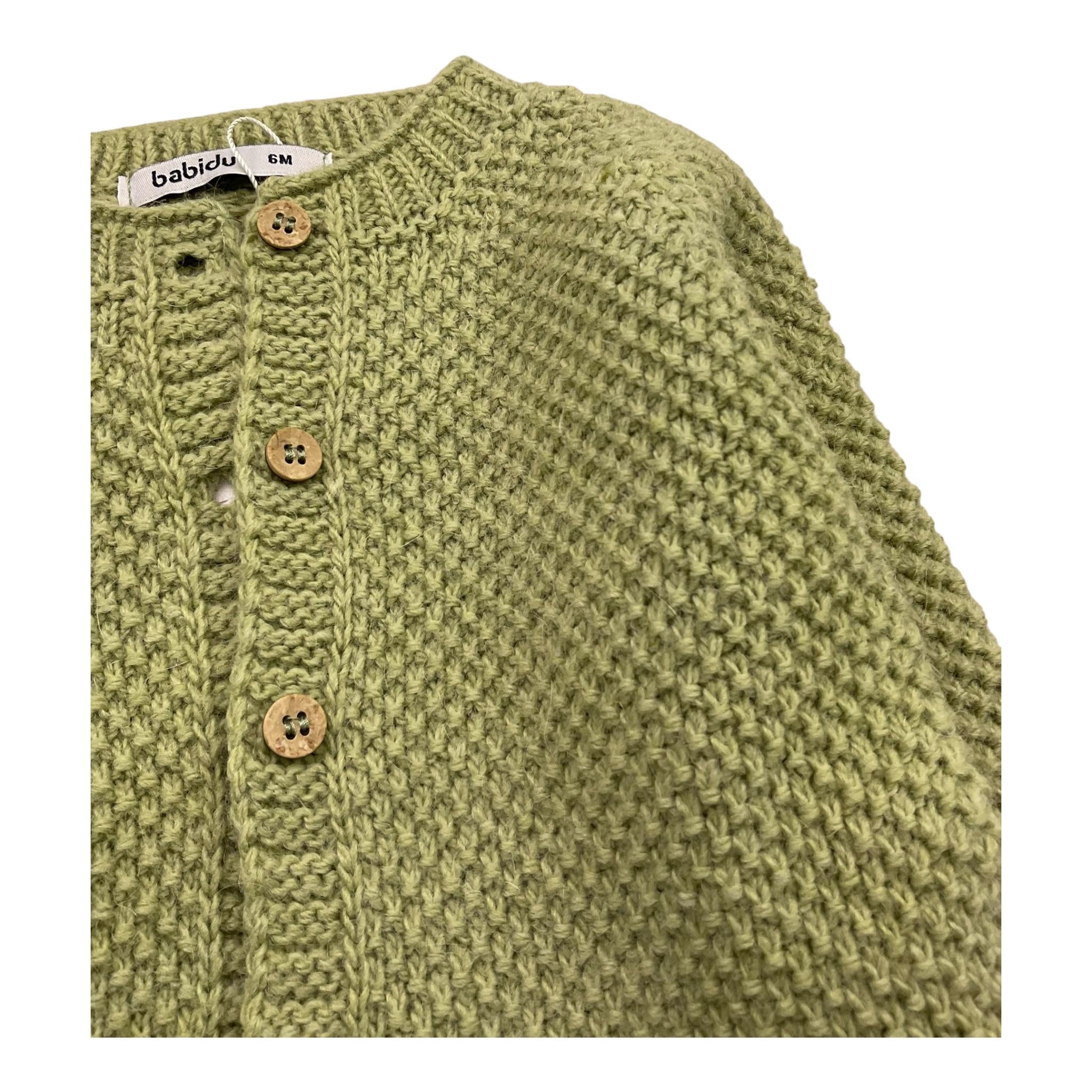 BABIDU cardigan tinta unita con bottoni in contrasto Verde per Neonata 60683 VERDE BABIDU