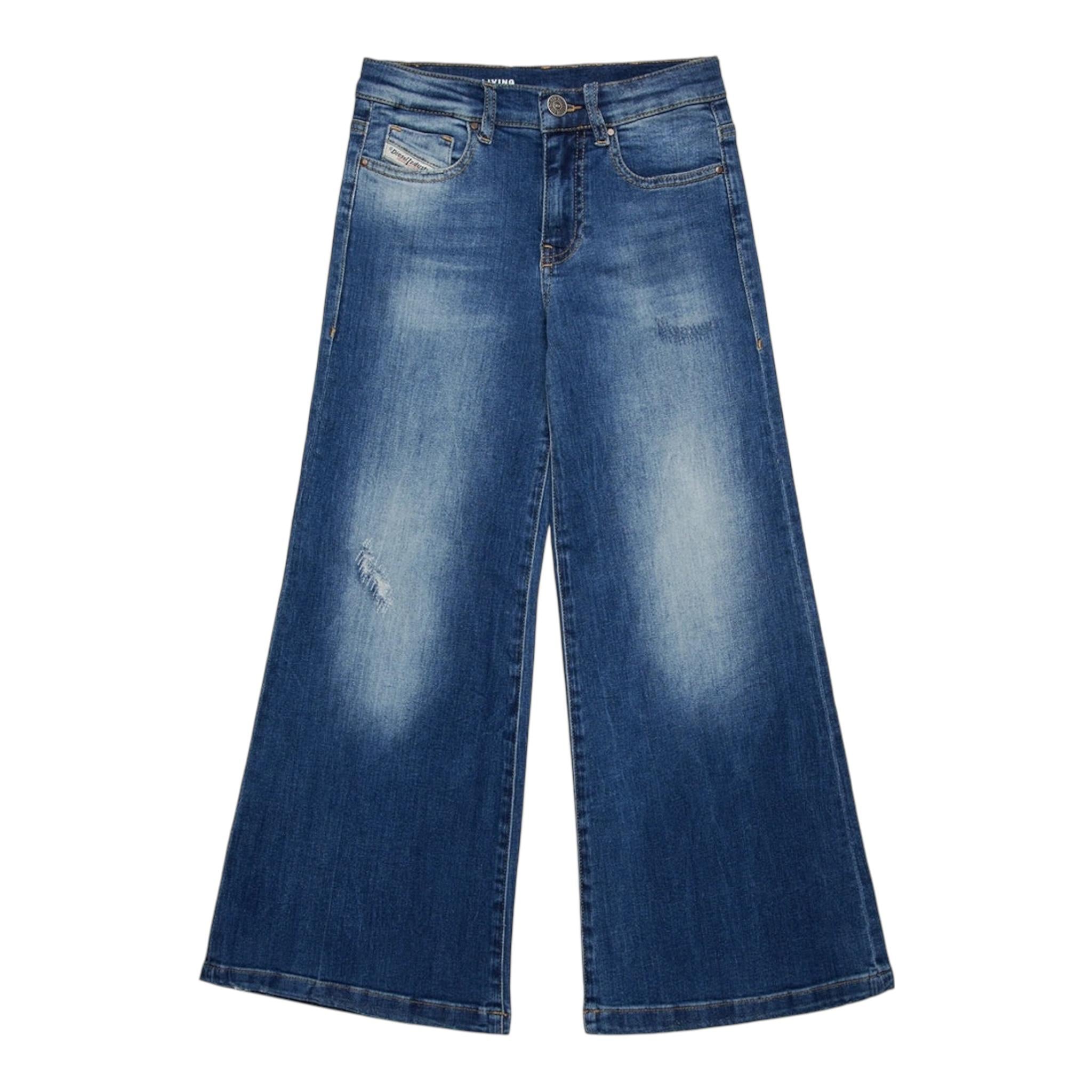 DIESEL jeans tinta unita modello a palazzo Azzurro per Bambina J00816 AZZURRO DIESEL