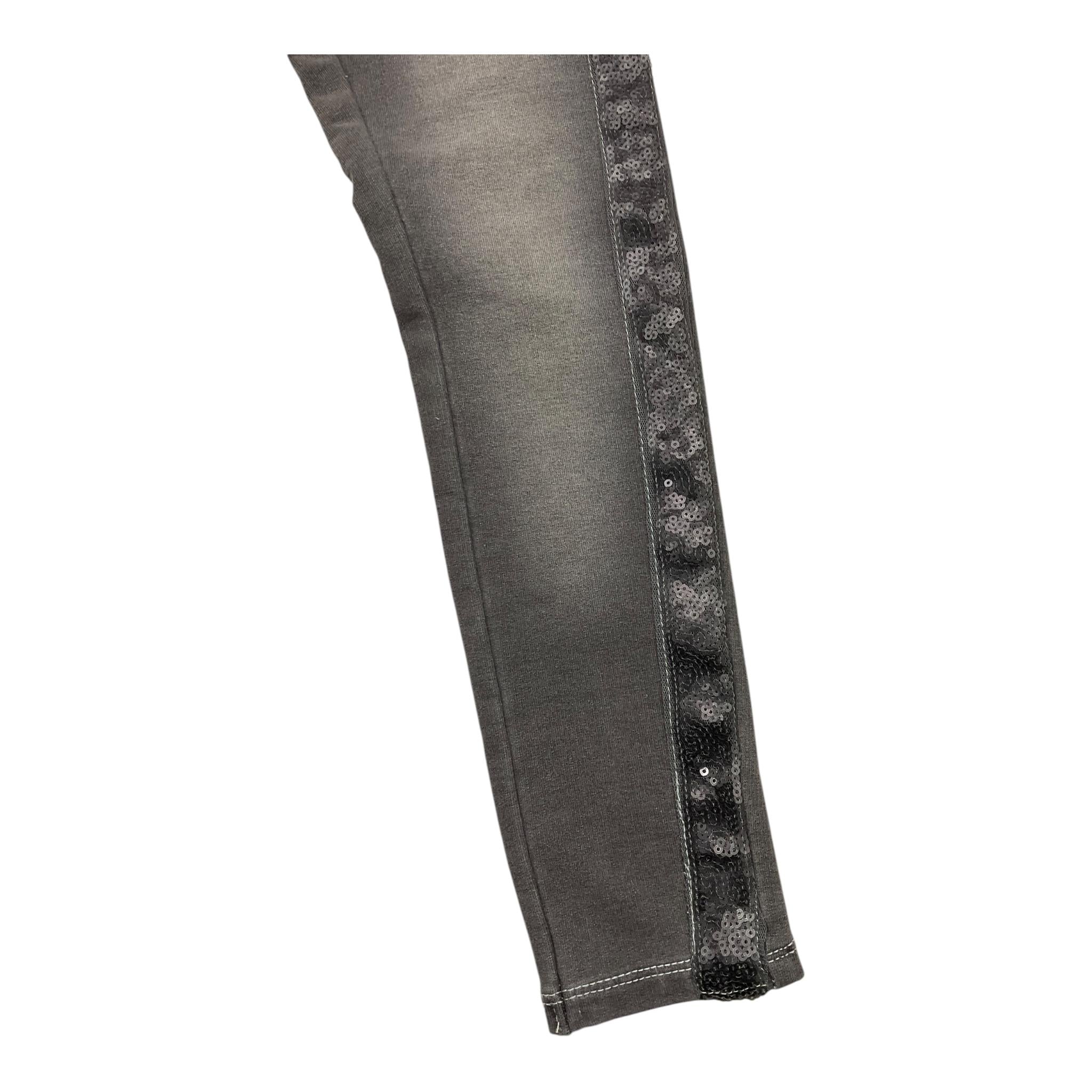 BOBOLI jeans tinta unita con elastico in vita e paillettes Grigio per Bambina 490317 GRIGIO BOBOLI
