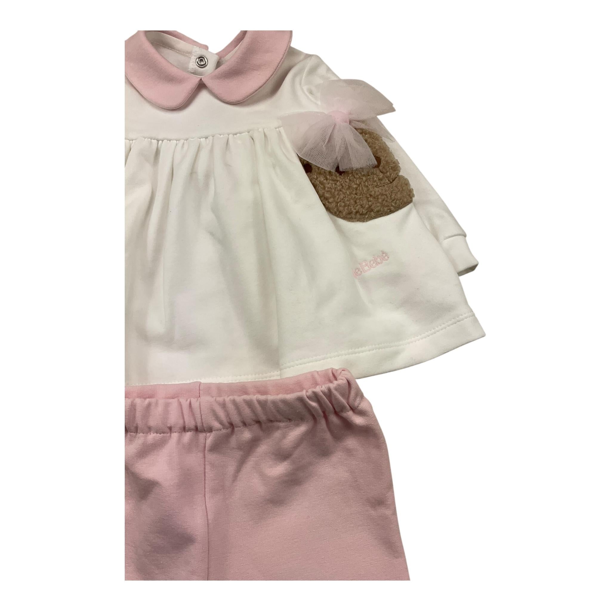 LE BEBE' completo 2 pezzi shirt-ghettina Bianco/rosa per Neonata LBG6018 BIANCO/ROSA LE BEBE'