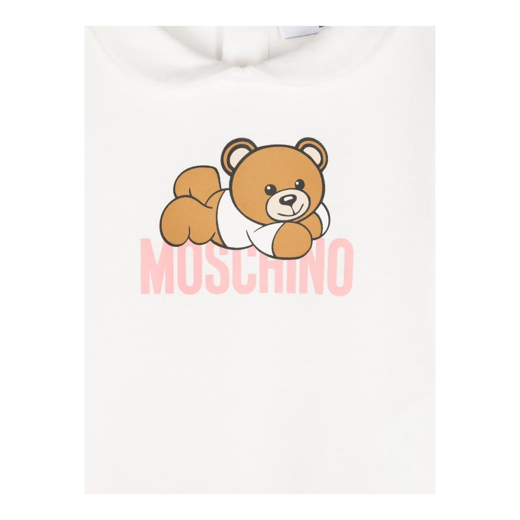 MOSCHINO tutina bicolore manica lunga con stampa orso Bianco/rosa per Neonata MUY06Z BIANCO/ROSA MOSCHINO