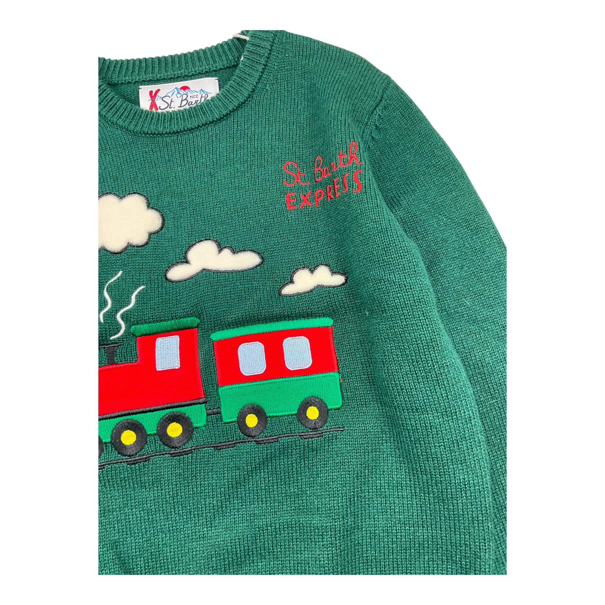 SAINT BARTH maglia girocollo tinta unita con stampa Verde per Bambino SBEXPRESS VERDE SAINT BARTH