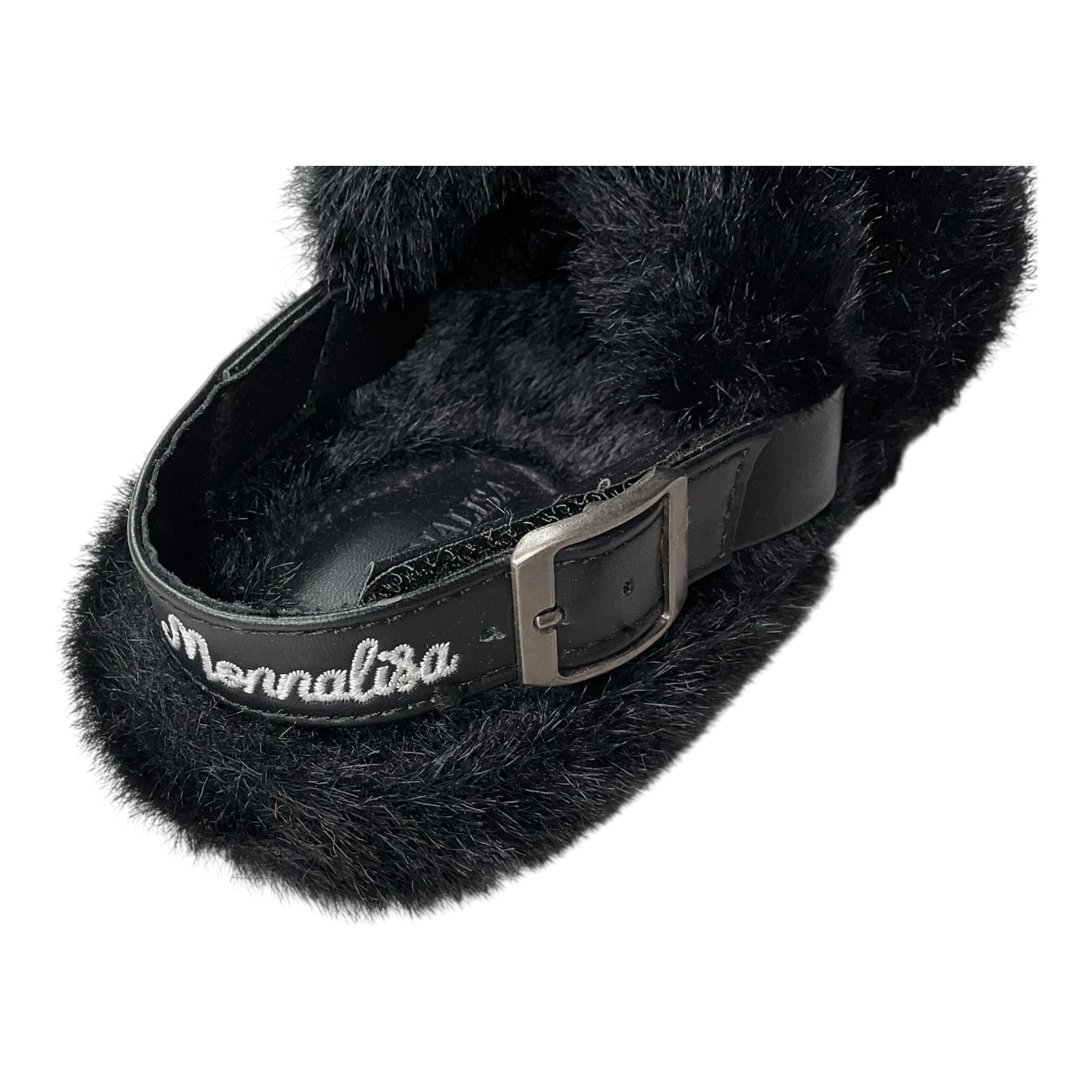 MONNALISA ciabatte tinta unita in peluche Nero per Bambina 8CB016 NERO MONNALISA