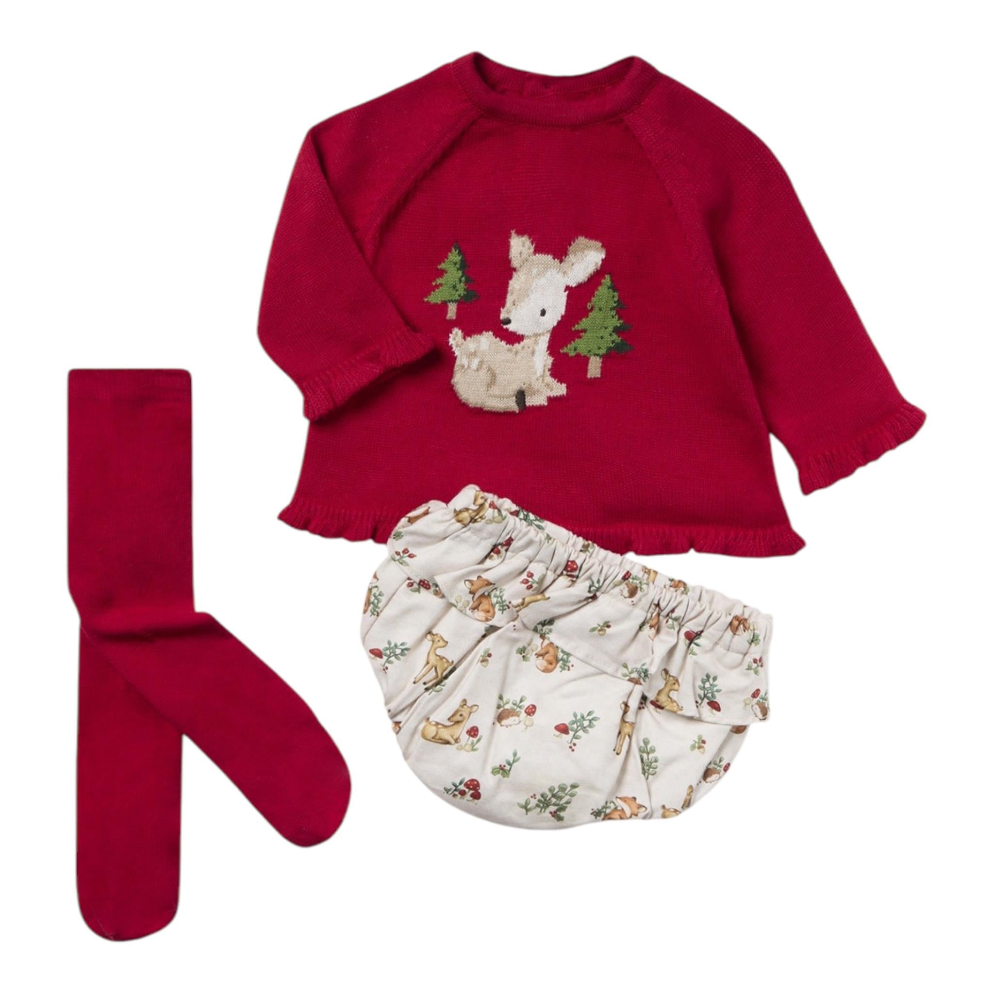 MAYORAL completo 3 pezzi maglia-culotte-calzini Rosso per Neonata 2243 ROSSO MAYORAL