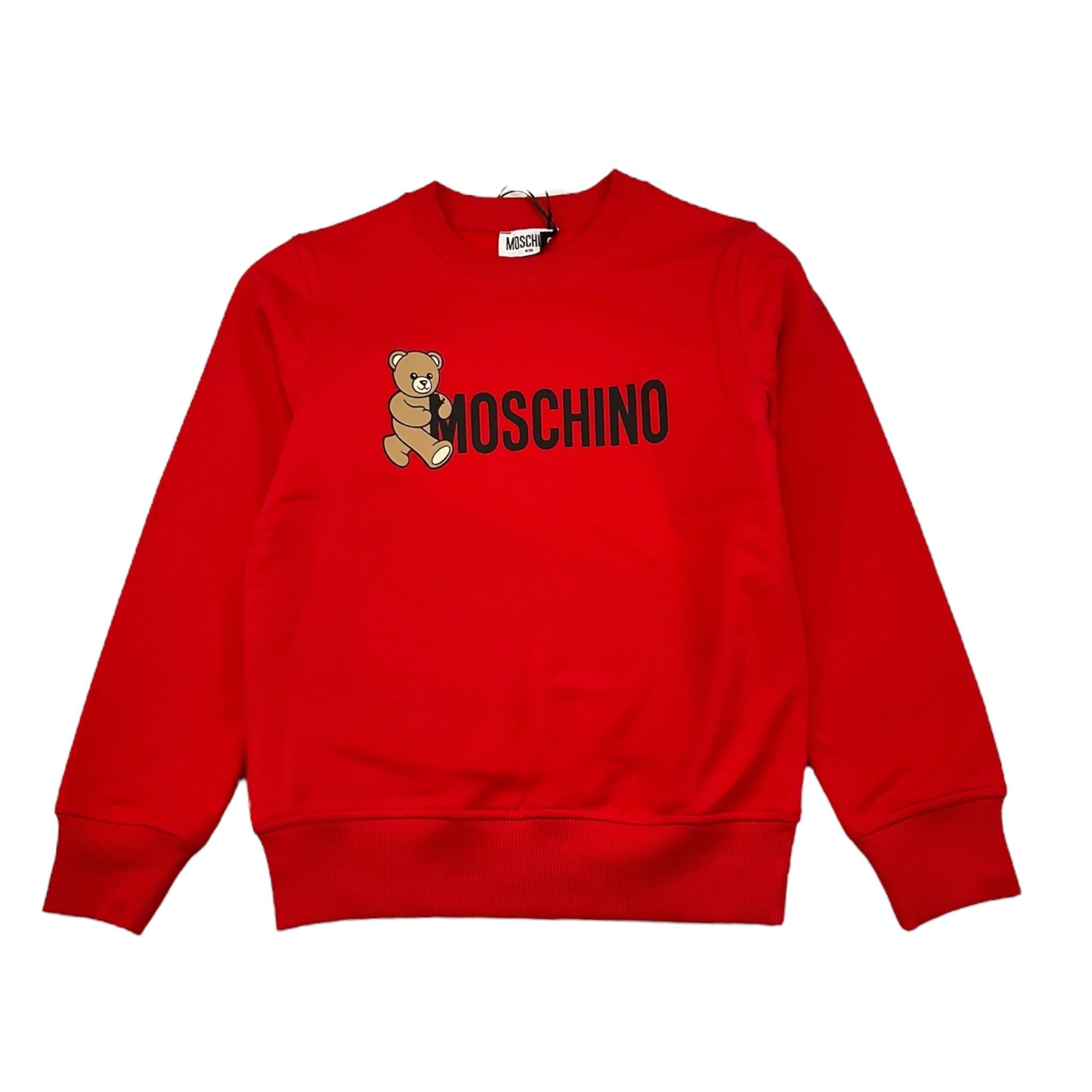 MOSCHINO felpa girocollo tinta unita con stampa Rosso per Bambino HPF08V ROSSO MOSCHINO