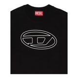 DIESEL t-shirt girocollo tinta unita con logo Nero per Bambino J01788X NERO DIESEL
