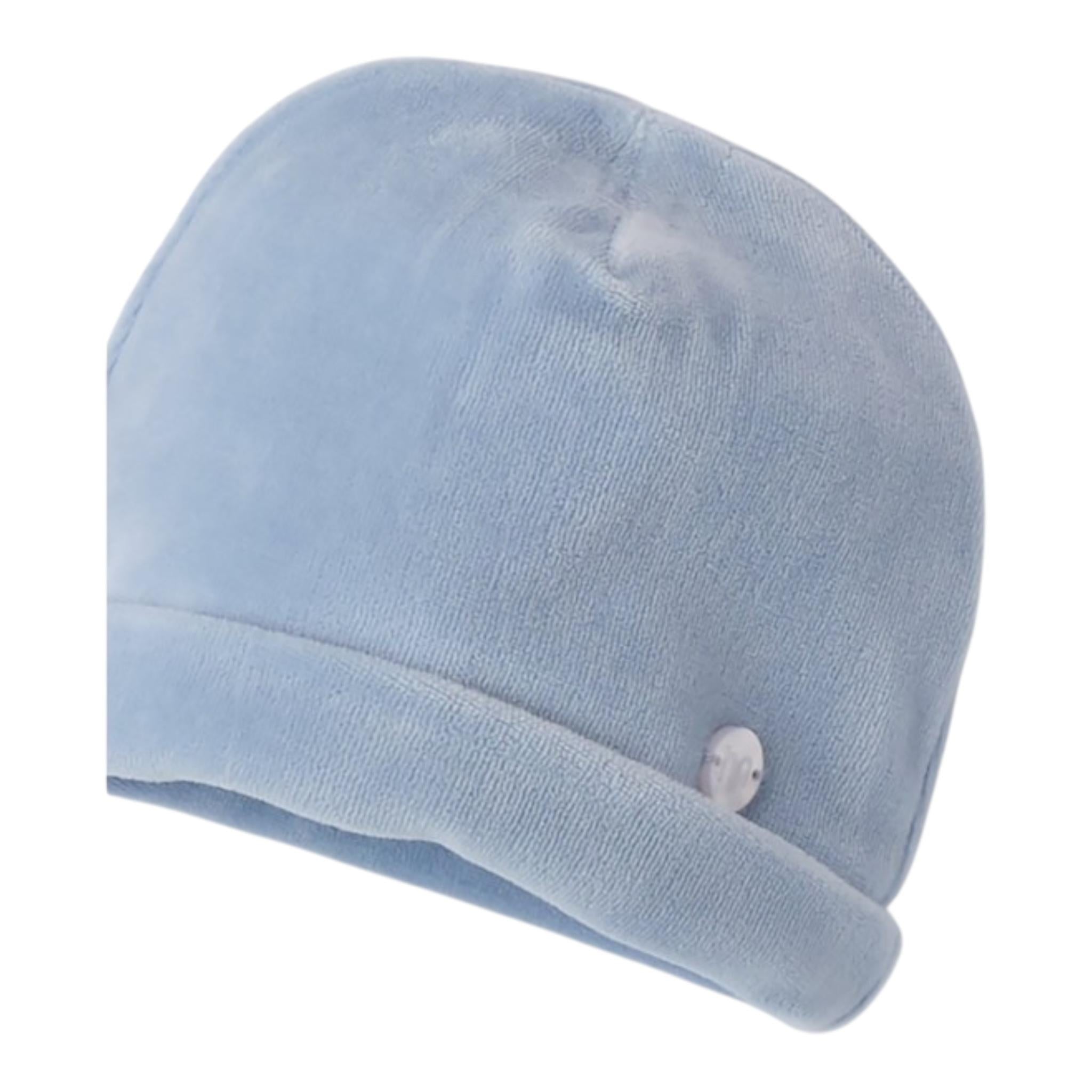 MINI BANDA cappello tinta unita in velluto Azzurro per Neonato 3A306 AZZURRO MINI BANDA