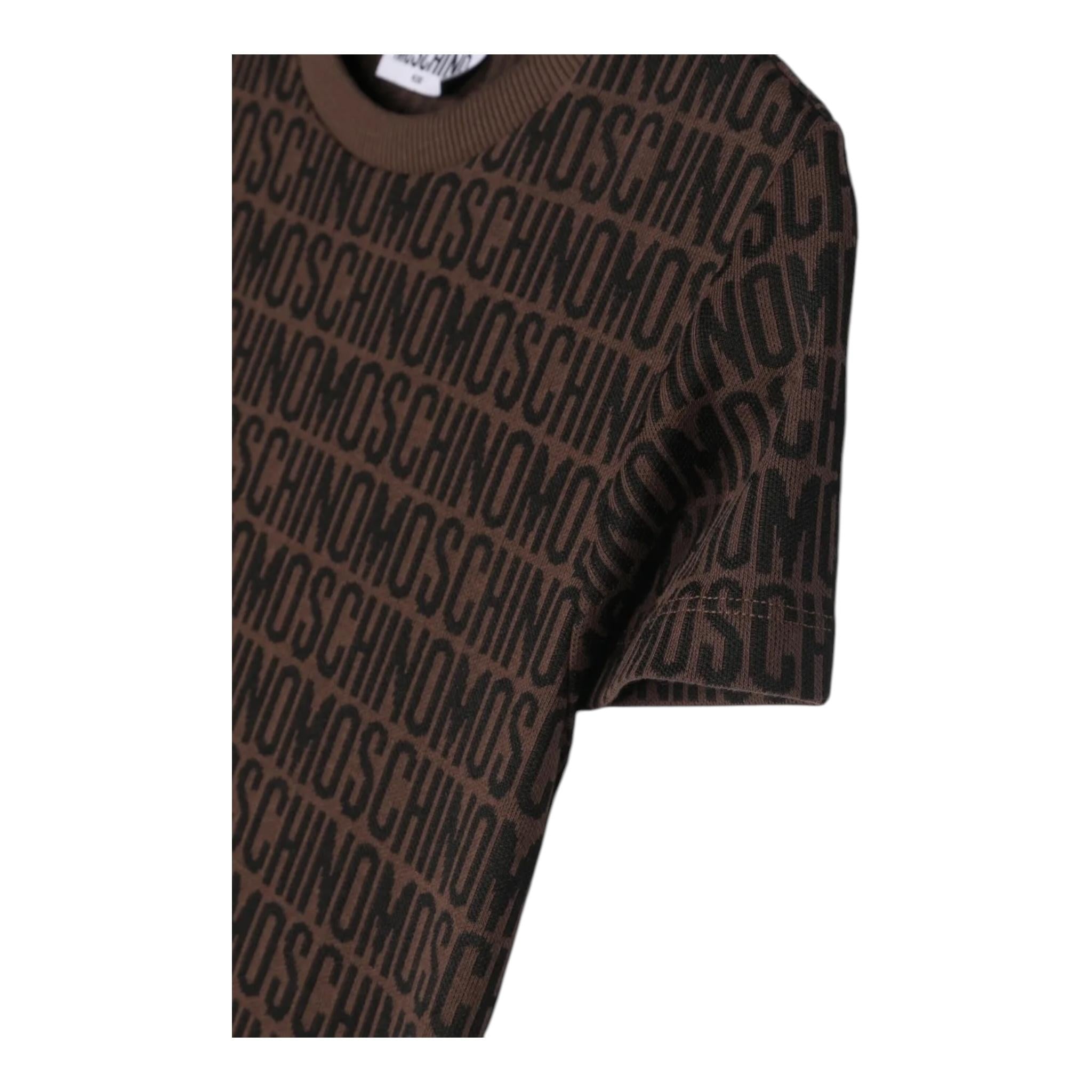 MOSCHINO t-shirt tinta unita logata con cappuccio Marrone per Bambino H5M03R MARRONE MOSCHINO