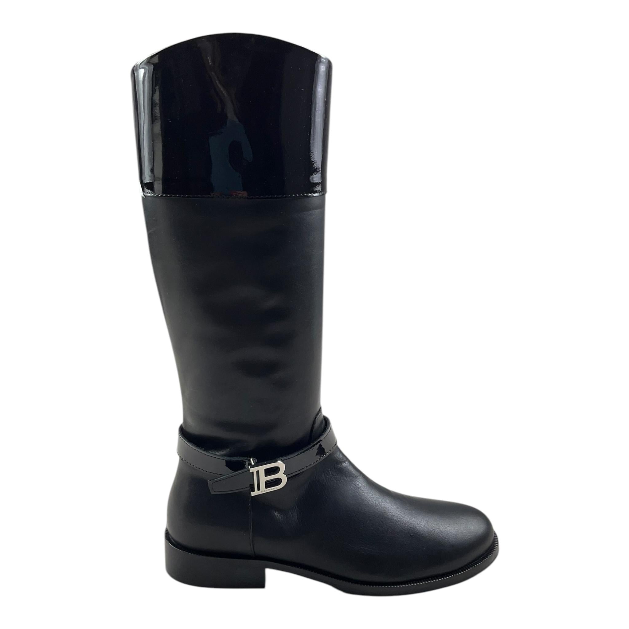 BALMAIN stivale modello alto tinta unita con logo Nero per Bambina BV0A76 NERO BALMAIN