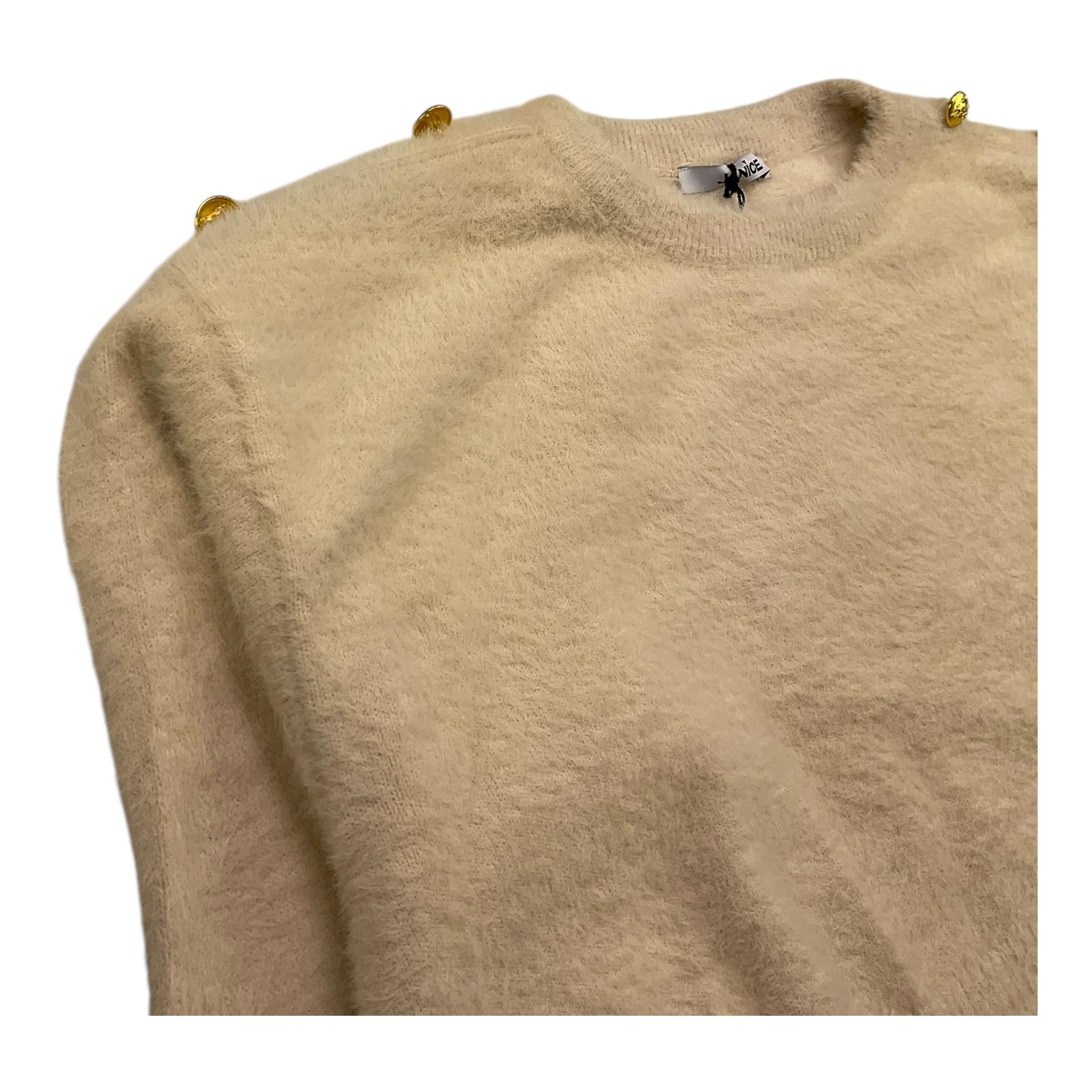JANICE maglia girocollo tinta unita Beige per Bambina JN589R BEIGE JANICE
