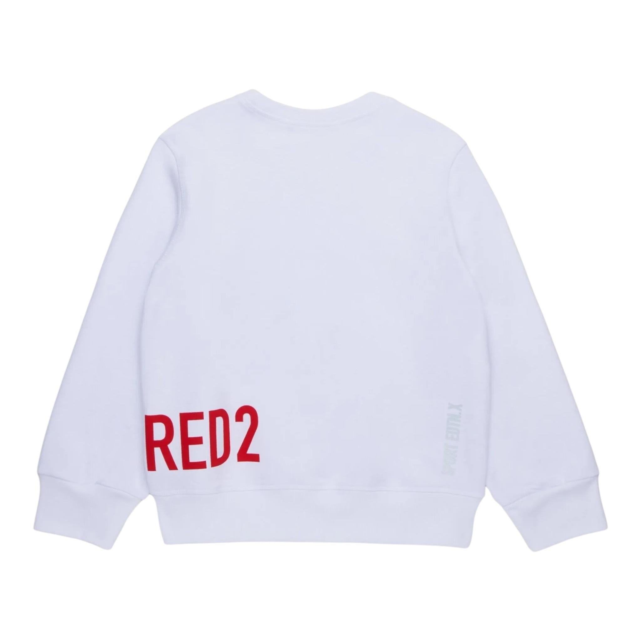 DSQUARED2 felpa chiusa girocollo tinta unita con stampa in contrasto Bianco per Bambino DQ2538XX BIANCO DSQUARED2