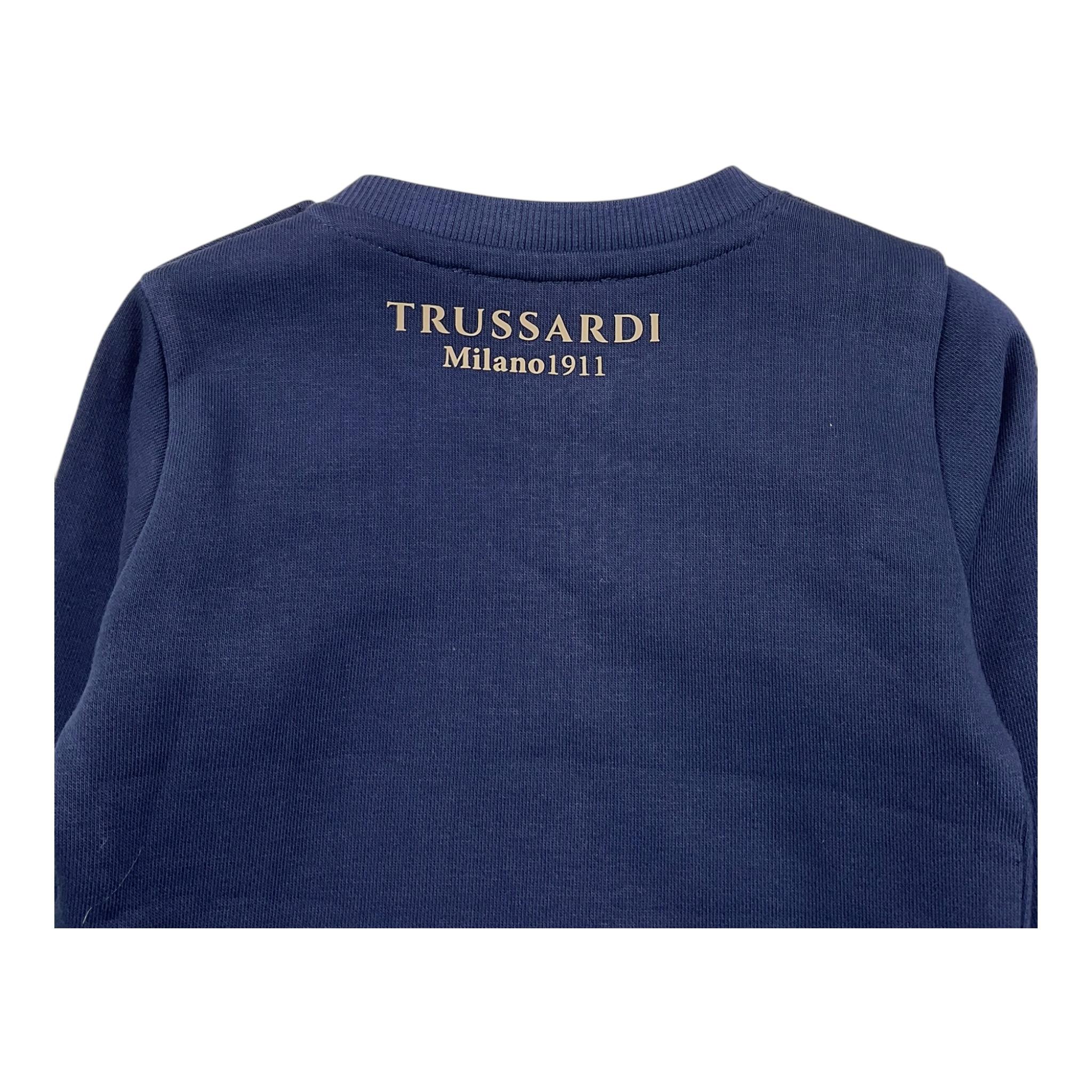 TRUSSARDI felpa chiusa girocollo tinta unita con stampa in contrasto Blu per Neonato TIA25094FE BLU TRUSSARDI