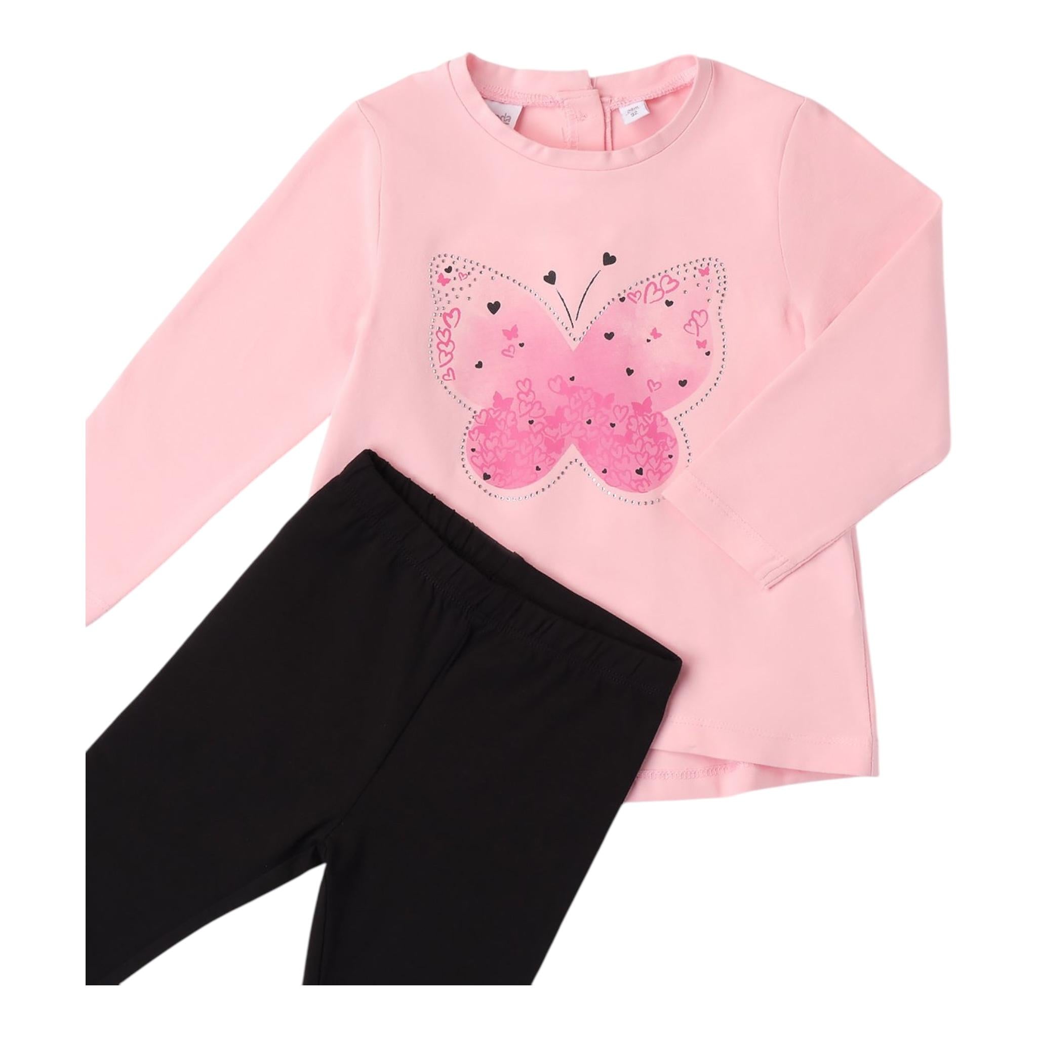 SARABANDA completo 2pz shirt-leggins bicolore Bianco/rosa per Bambina A337J BIANCO/ROSA SARABANDA