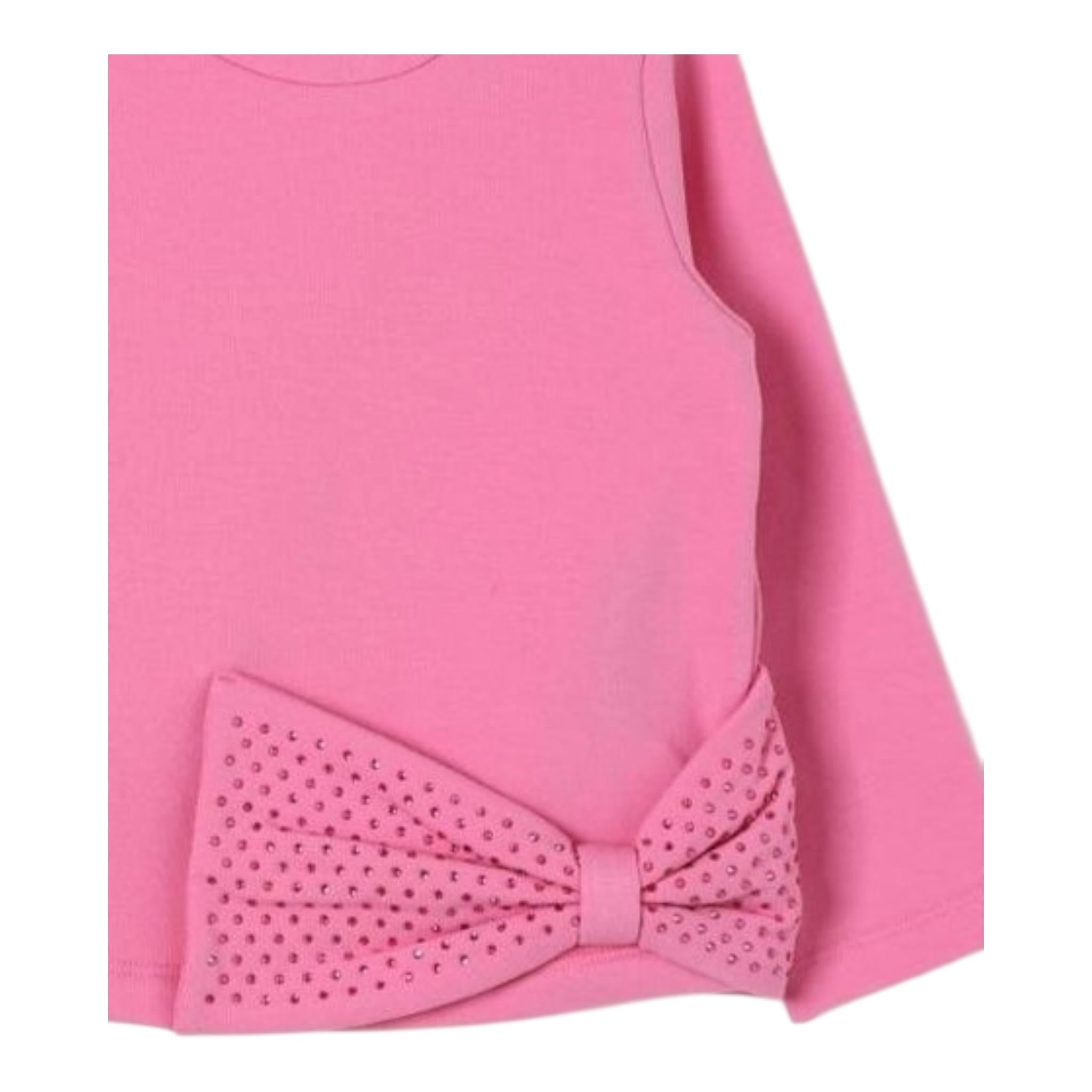 LIU JO felpa tinta unita girocollo con fiocco Fuxia per Bambina KF4106F0939J FUXIA LIU JO