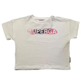 SUPERGA t-shirt girocollo tinta unita con logo Bianco per Bambina SA135 BIANCO SUPERGA