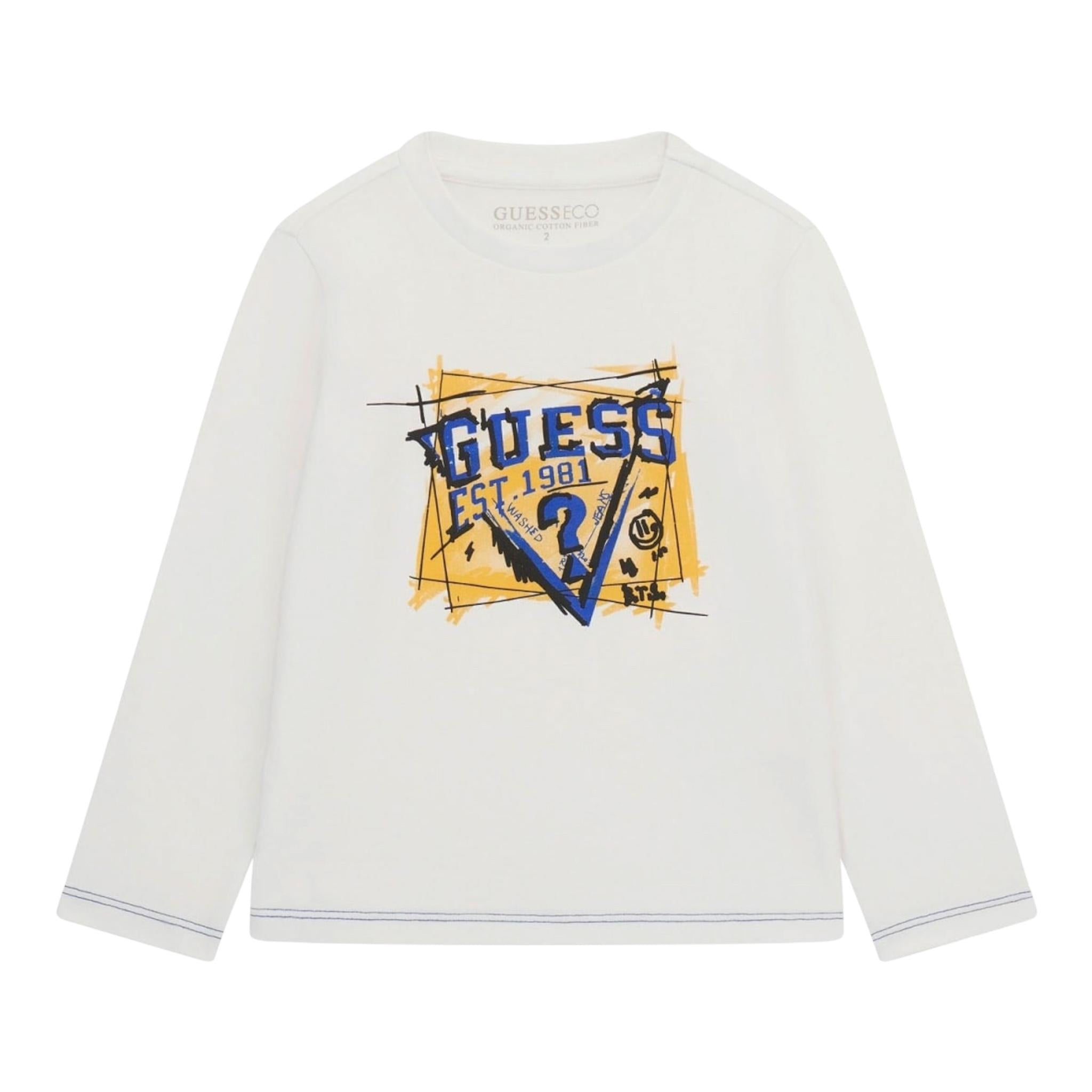 GUESS shirt girocollo tinta unita con stampa Bianco per Neonato N4YI01K8HM4XXX BIANCO GUESS