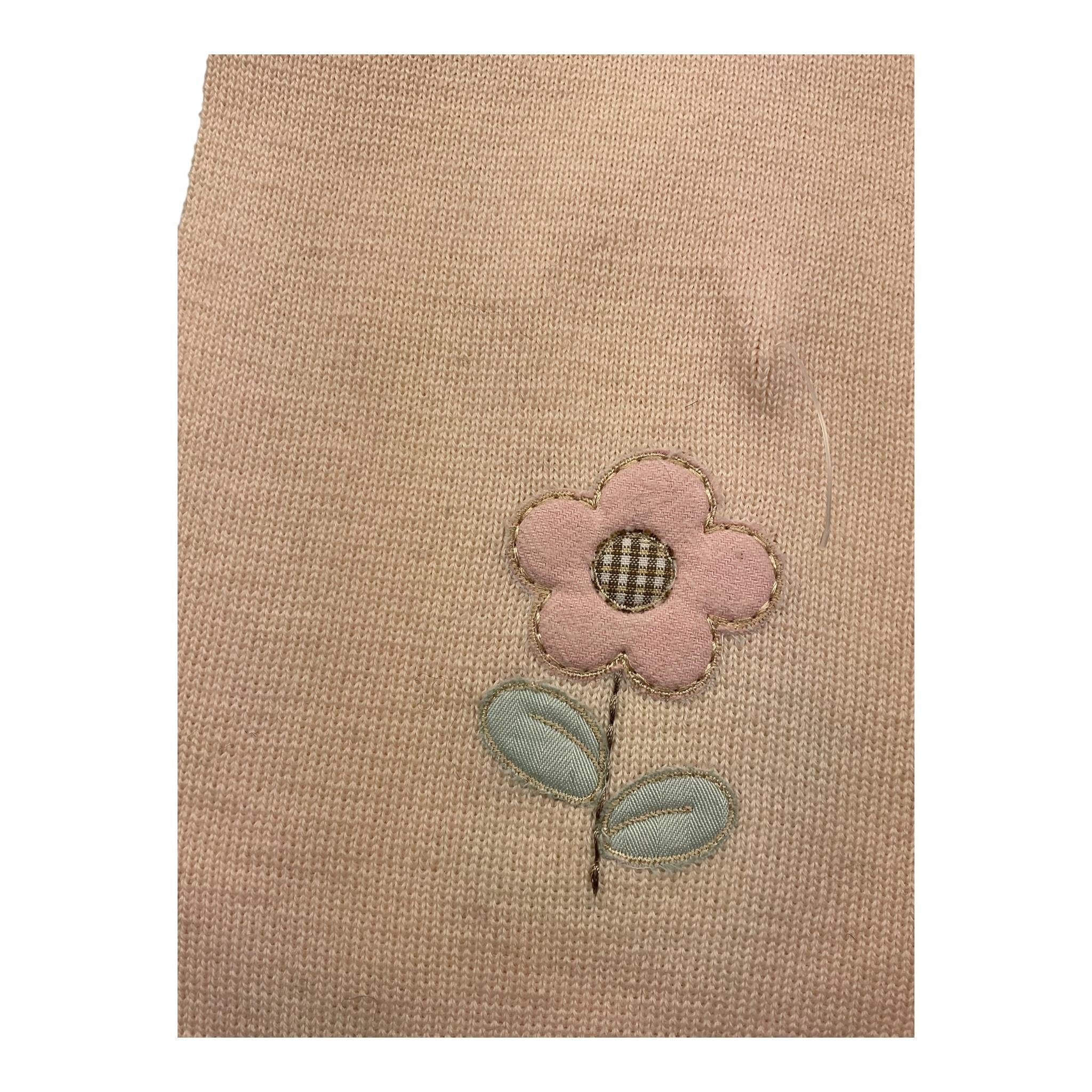 ZUCCHERO E FILATI sciarpa tinta unita con ricamo fiore Rosa per Bambina MIS ROSA ZUCCHERO E FILATI
