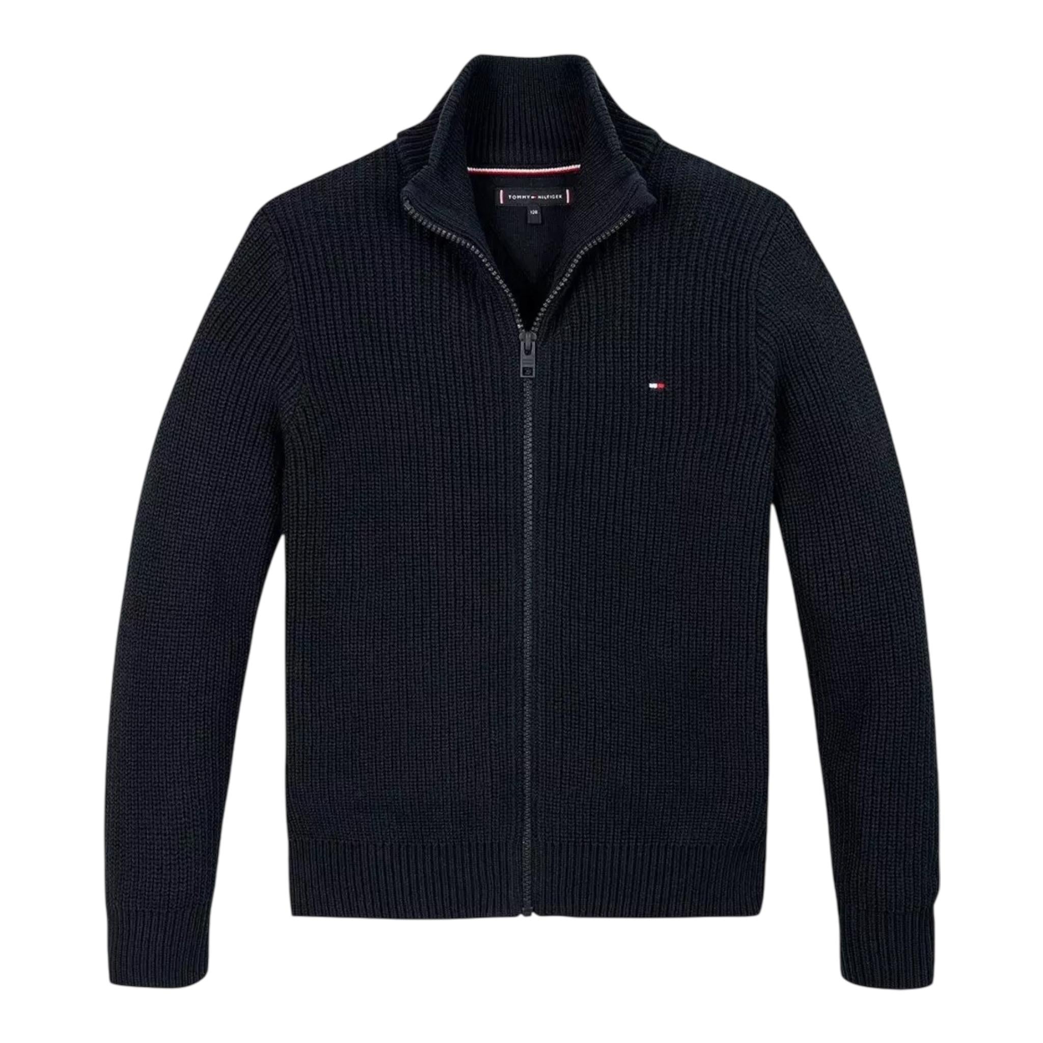 TOMMY HILFIGER maglia tinta unita con zip Blu per Bambino KB0KB09394 BLU TOMMY HILFIGER