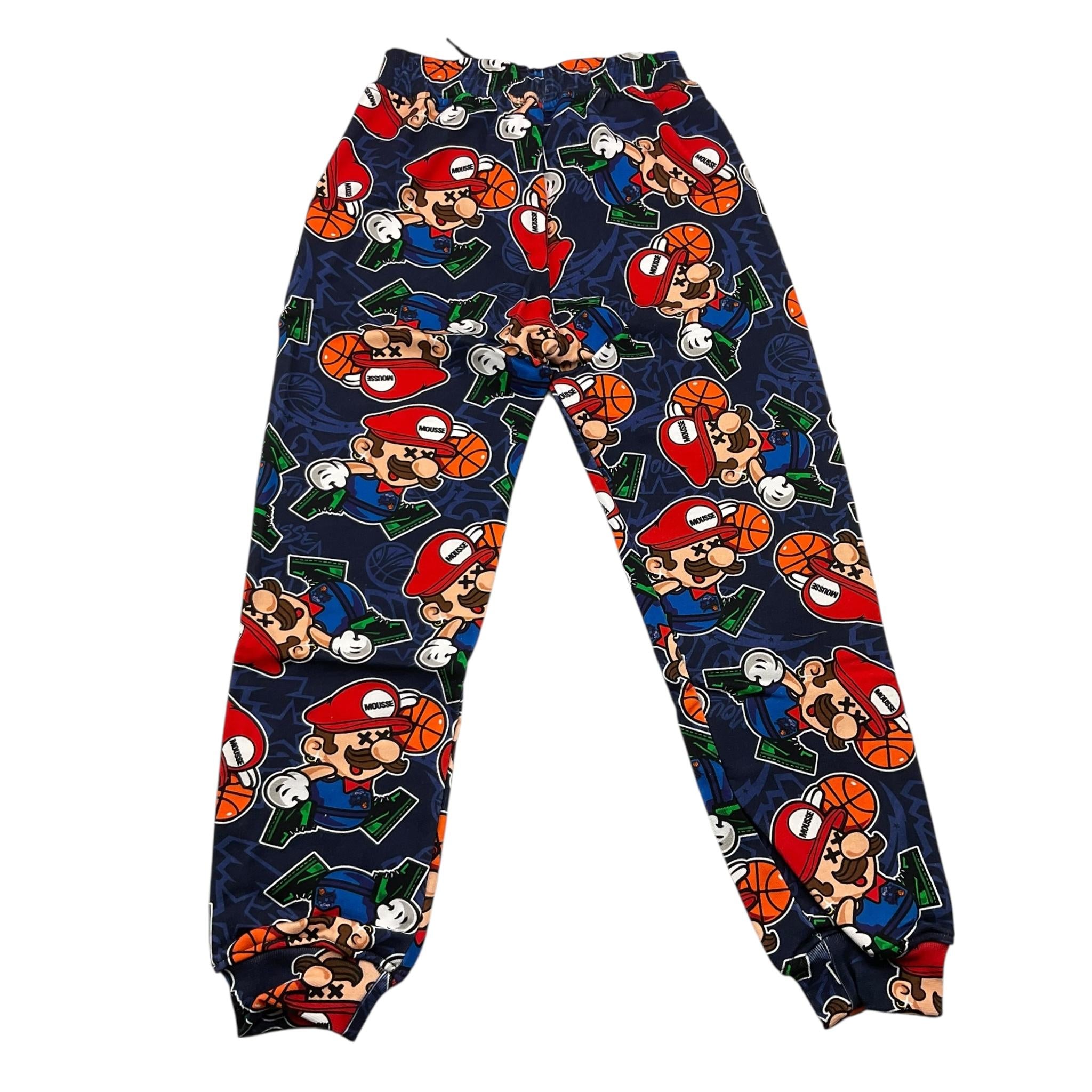MOUSSE pantalone tuta tinta unita con stampe mario Blu per Bambino HKPG368 BLU MOUSSE