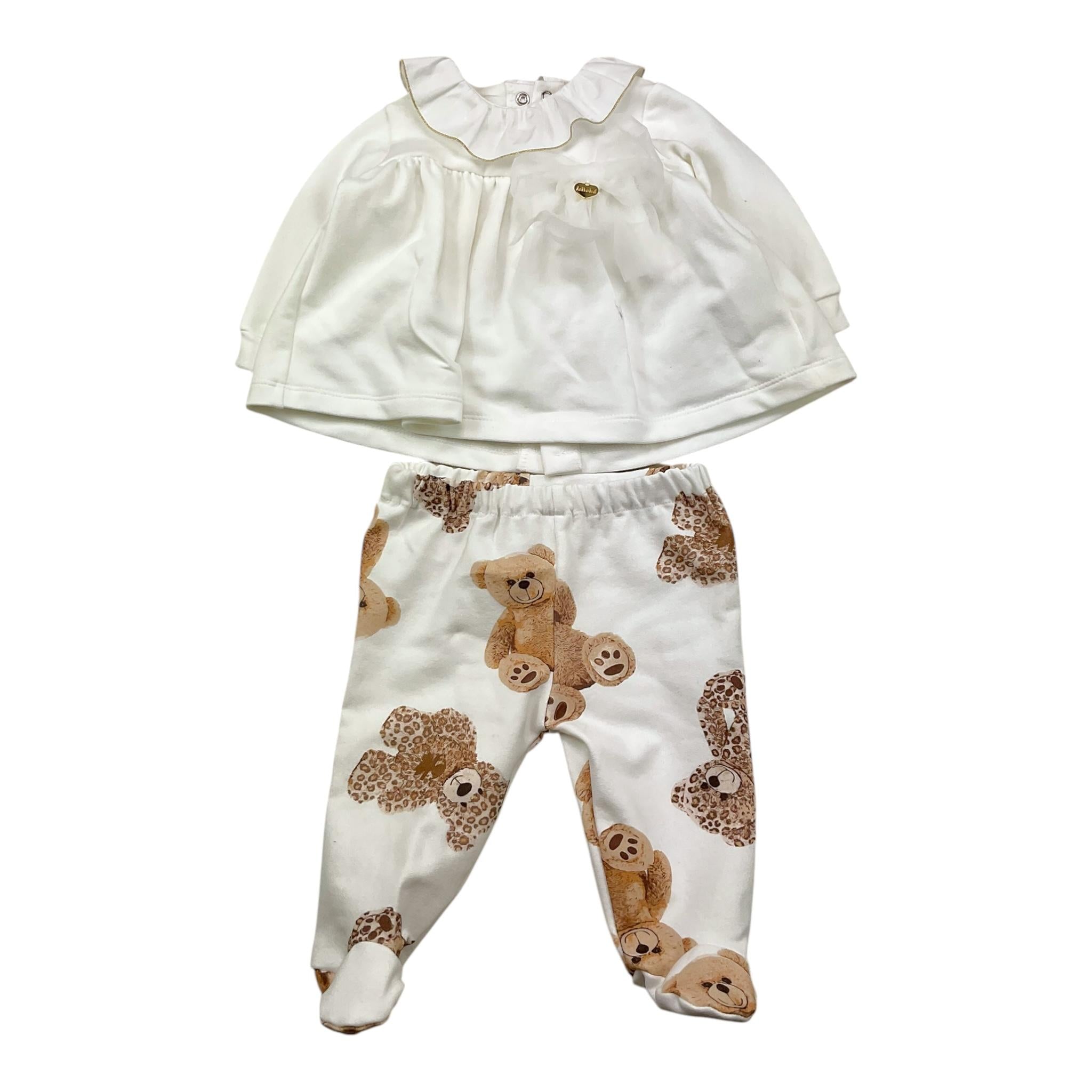 LE BEBE' completo 2pz shirt-ghettina tinta unita con stampa Bianco per Neonata LBG6038 BIANCO LE BEBE'