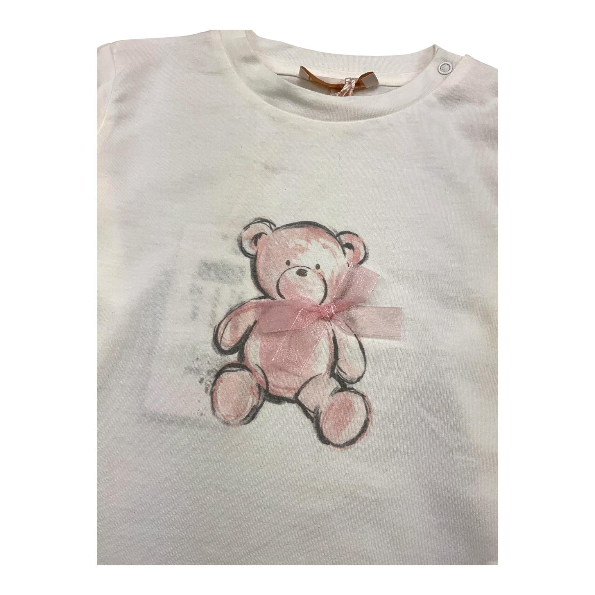 PLEASE shirt girocollo tinta unita con stampa Panna per Bambina ML50030G65J PANNA PLEASE