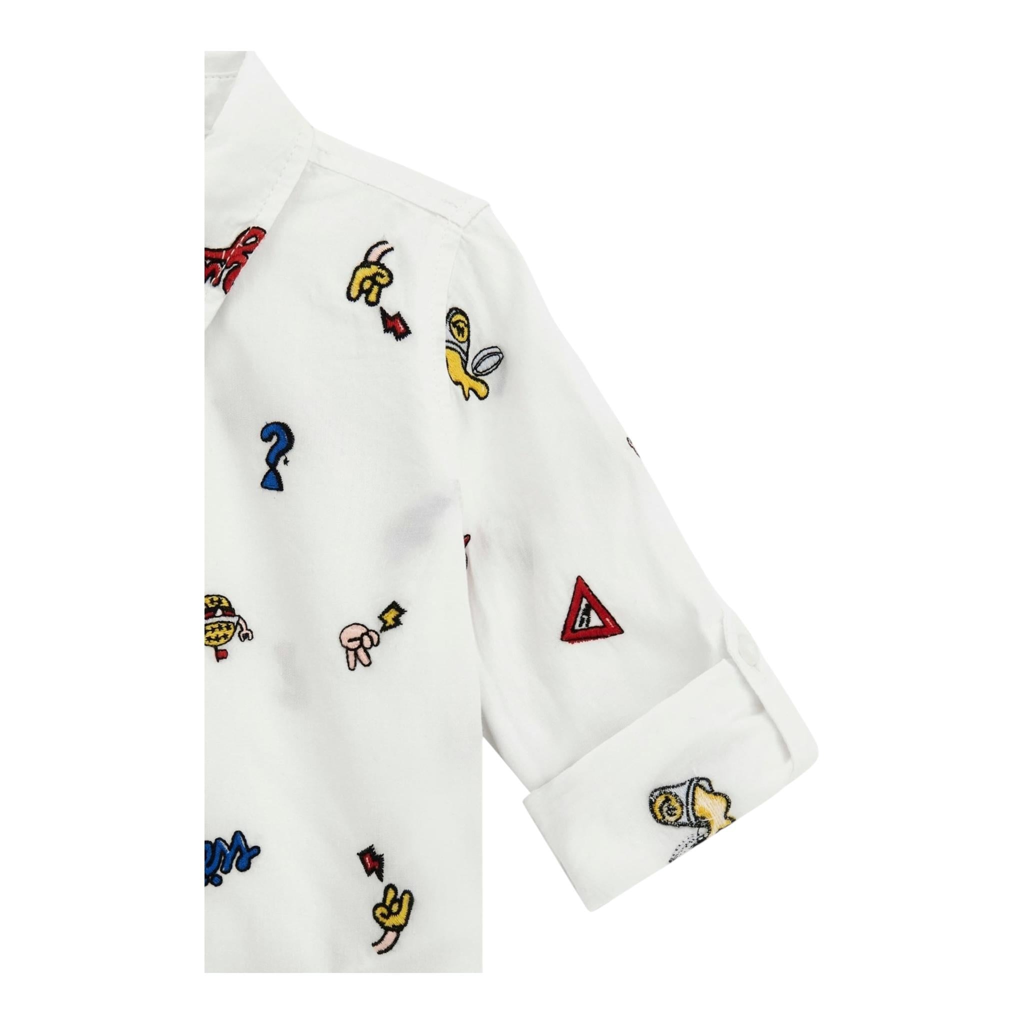 GUESS camicia manica lunga tinta unita con ricami Bianco per Bambino N4YH00WBHQ0 BIANCO GUESS
