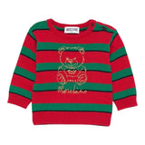MOSCHINO maglia girocollo fantasia a righe con ricamo orso Rosso/verde per Neonato MXW00JXX ROSSO/VERDE MOSCHINO
