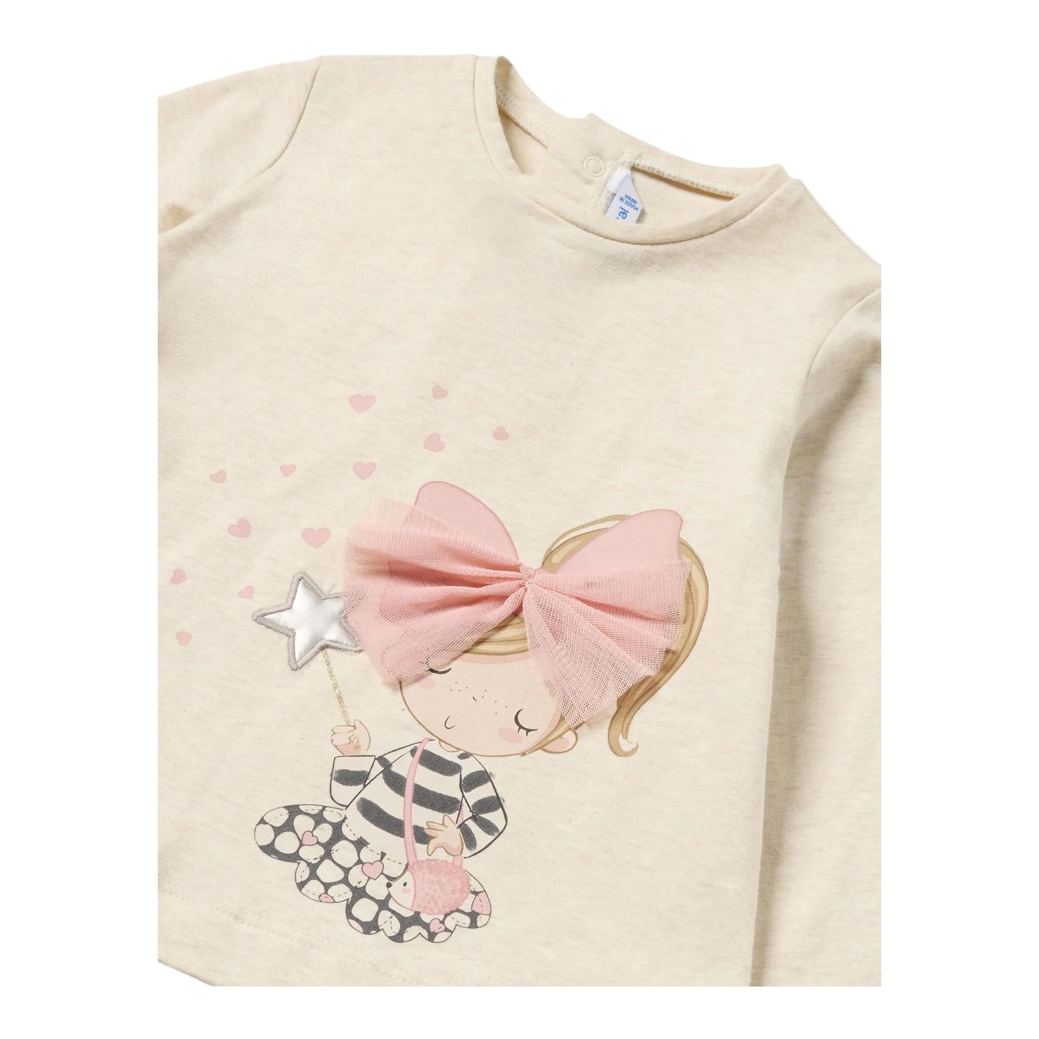 MAYORAL shirt girocoll tinta unita con stampa in contrasto Beige per Neonata 2054 BEIGE MAYORAL