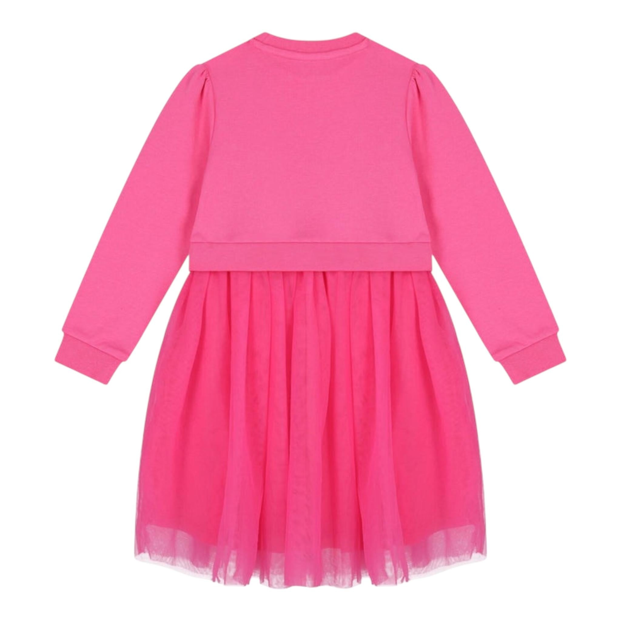GUESS abito tinta unita girocollo con tulle Fuxia per Bambina K4YK09KB8R0 FUXIA GUESS