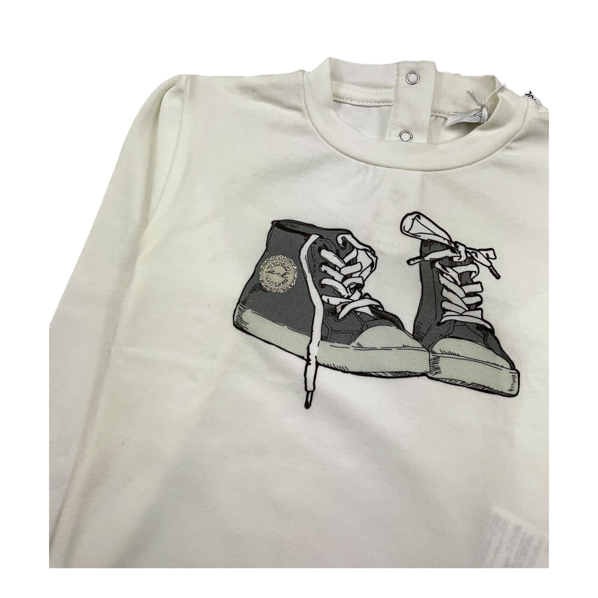 M+E' shirt girocollo tinta unita con stampa in contrasto Panna per Neonata UE1152 PANNA M+E'