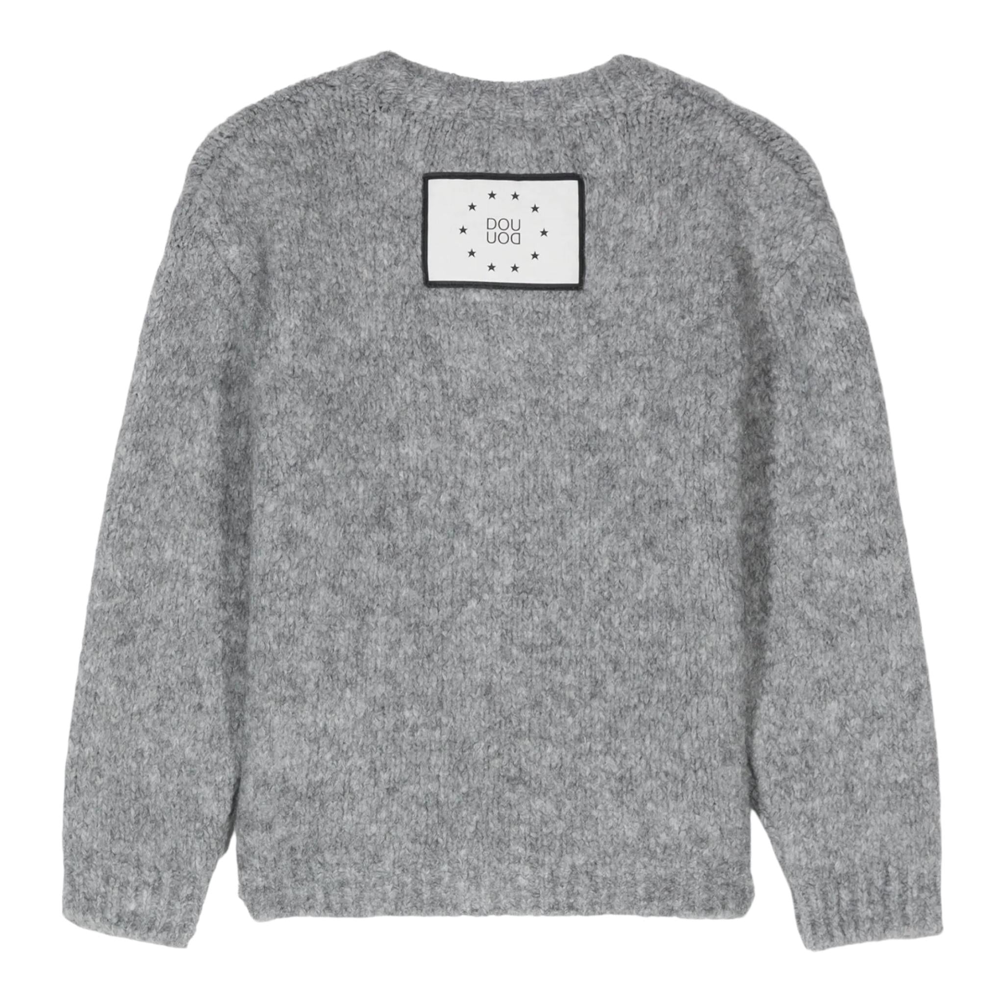 DOU DOU cardigan tinta unita con logo Grigio per Bambino DV9P30 GRIGIO DOU DOU