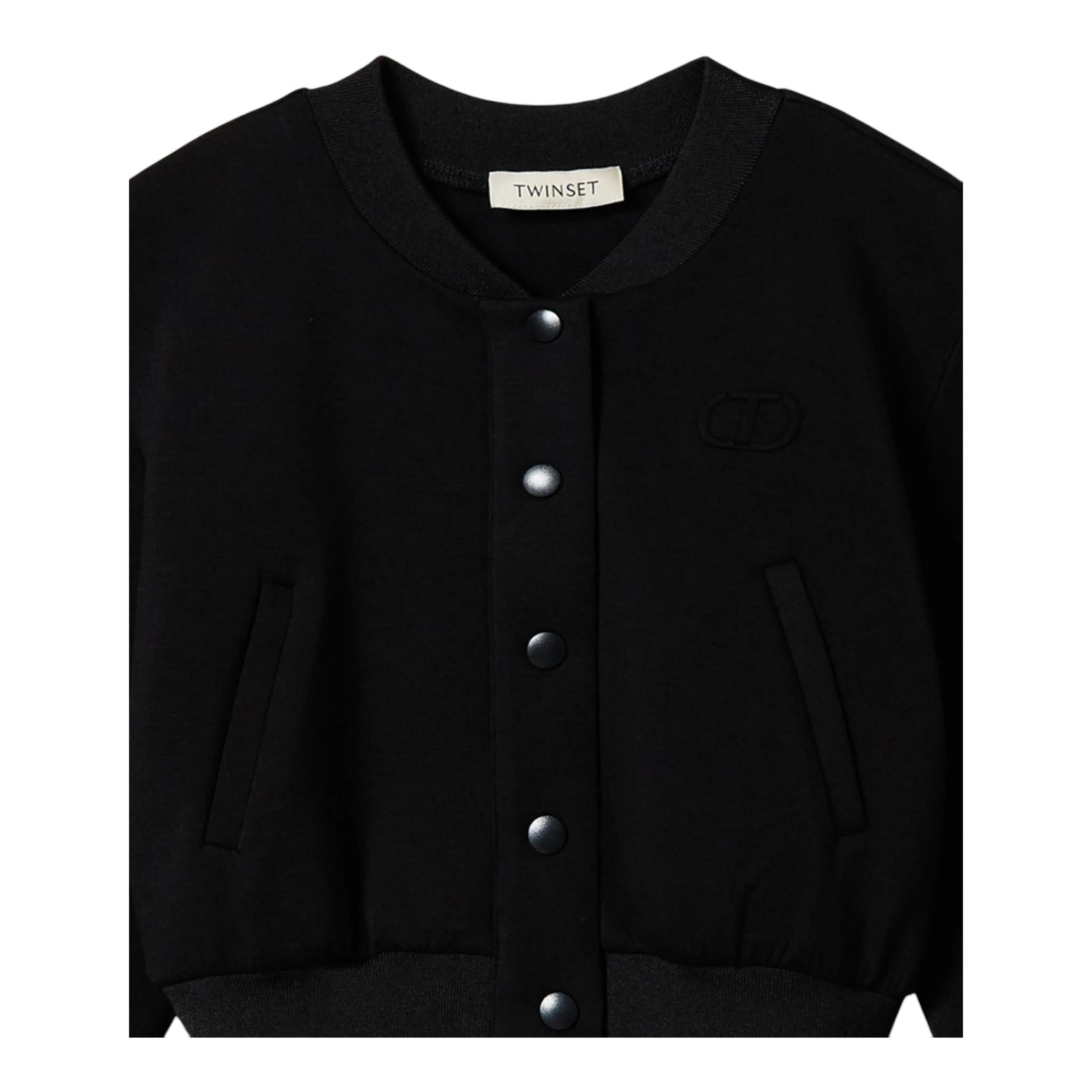 TWINSET bomber tinta unita con bottoni Nero per Bambina 242GJ2010 NERO TWINSET