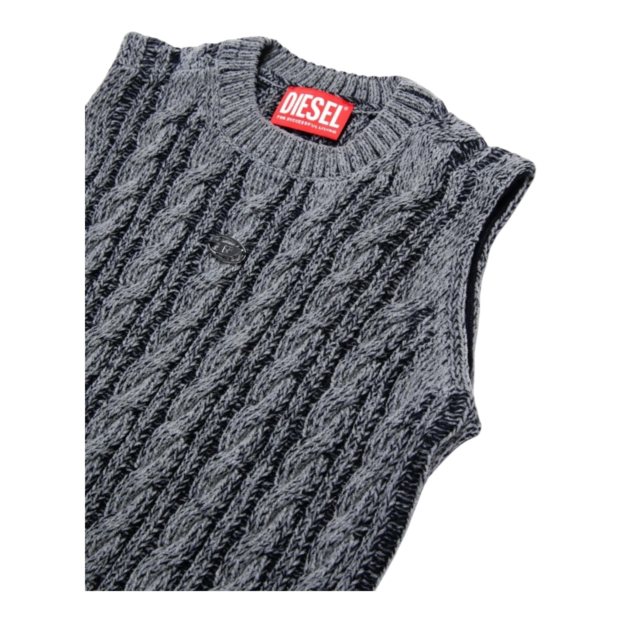 DIESEL gilet tinta unita con logo Grigio per Bambina J01973 GRIGIO DIESEL