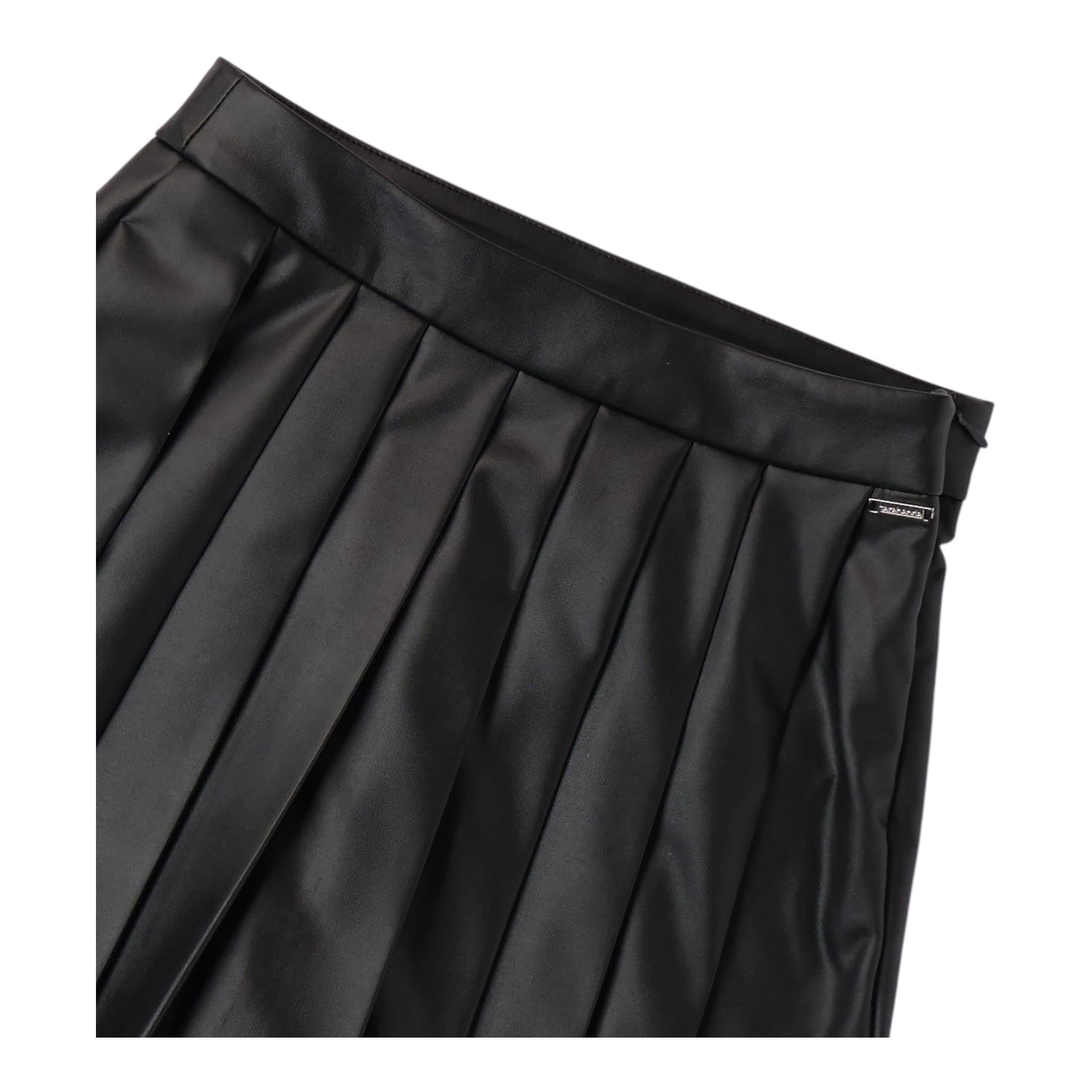 SARABANDA short modello gonna in ecopelle con plisset Nero per Bambina 7686 NERO SARABANDA